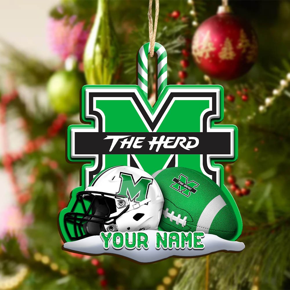 Alternative view of Marshall Thundering Herd Sport Wooden Ornament 2024 Version Customized Your Name, Christmas Gifts For Sport Fan, Christmas Decorations Sport ETHY-53468