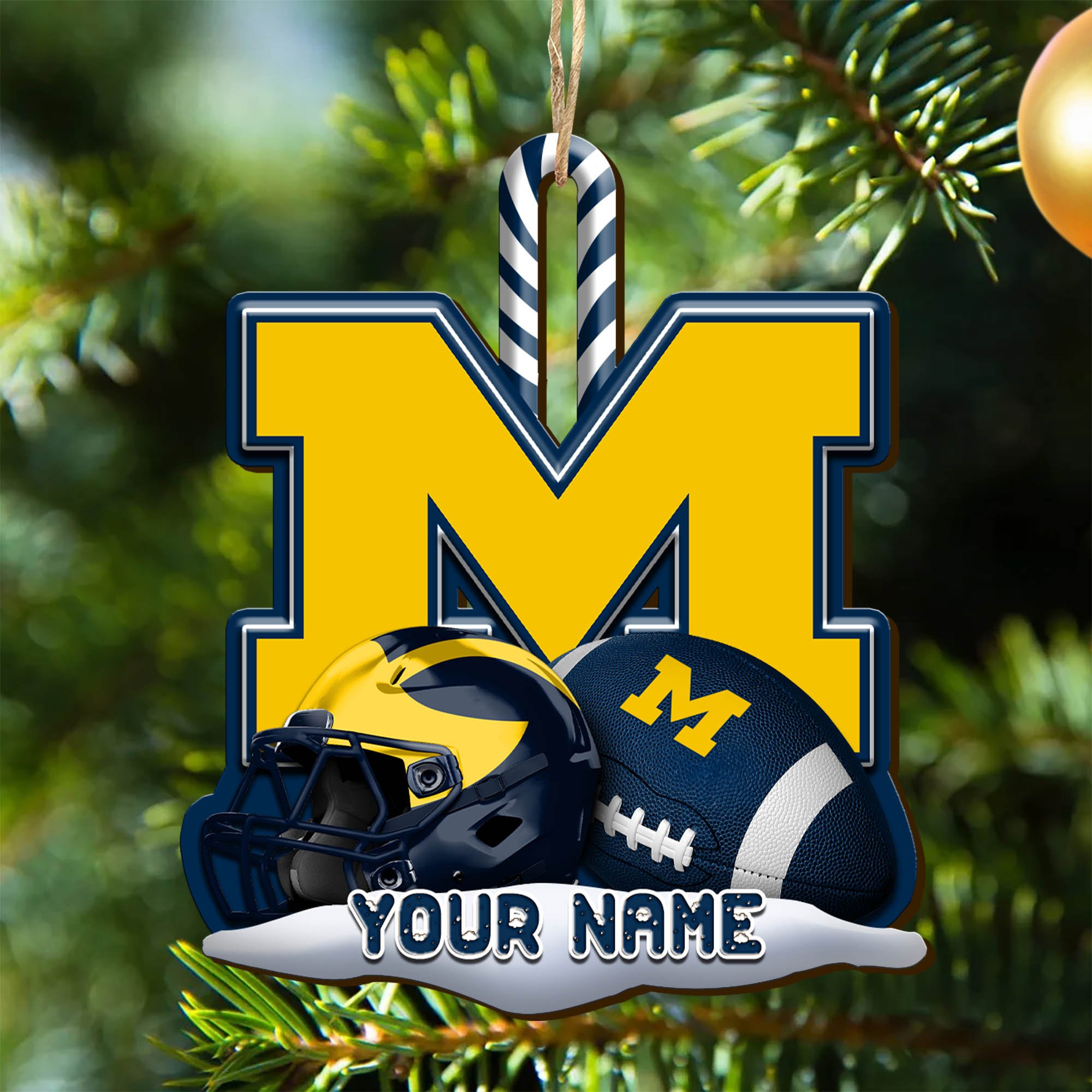 Michigan Wolverines Sport Wooden Ornament 2024 Version Customized Your Name, Christmas Gifts For Sport Fan, Christmas Decorations Sport ETHY-53468