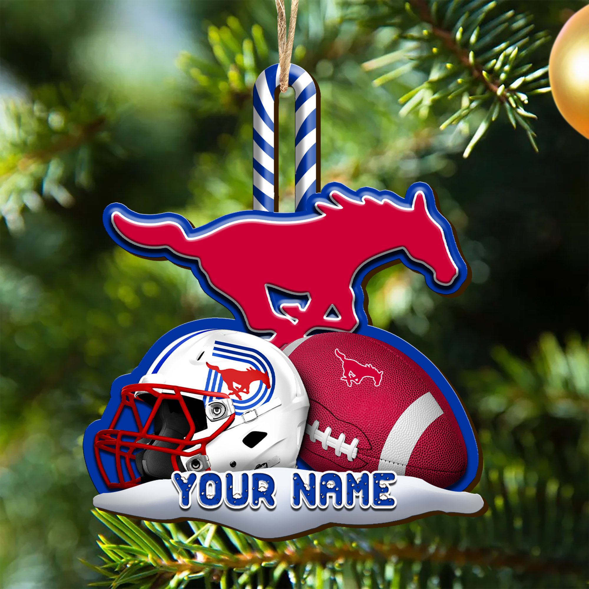 SMU Mustangs Sport Wooden Ornament 2024 Version Customized Your Name, Christmas Gifts For Sport Fan, Christmas Decorations Sport ETHY-53468
