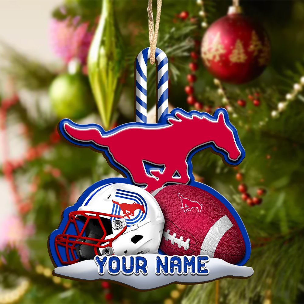 Alternative view of SMU Mustangs Sport Wooden Ornament 2024 Version Customized Your Name, Christmas Gifts For Sport Fan, Christmas Decorations Sport ETHY-53468