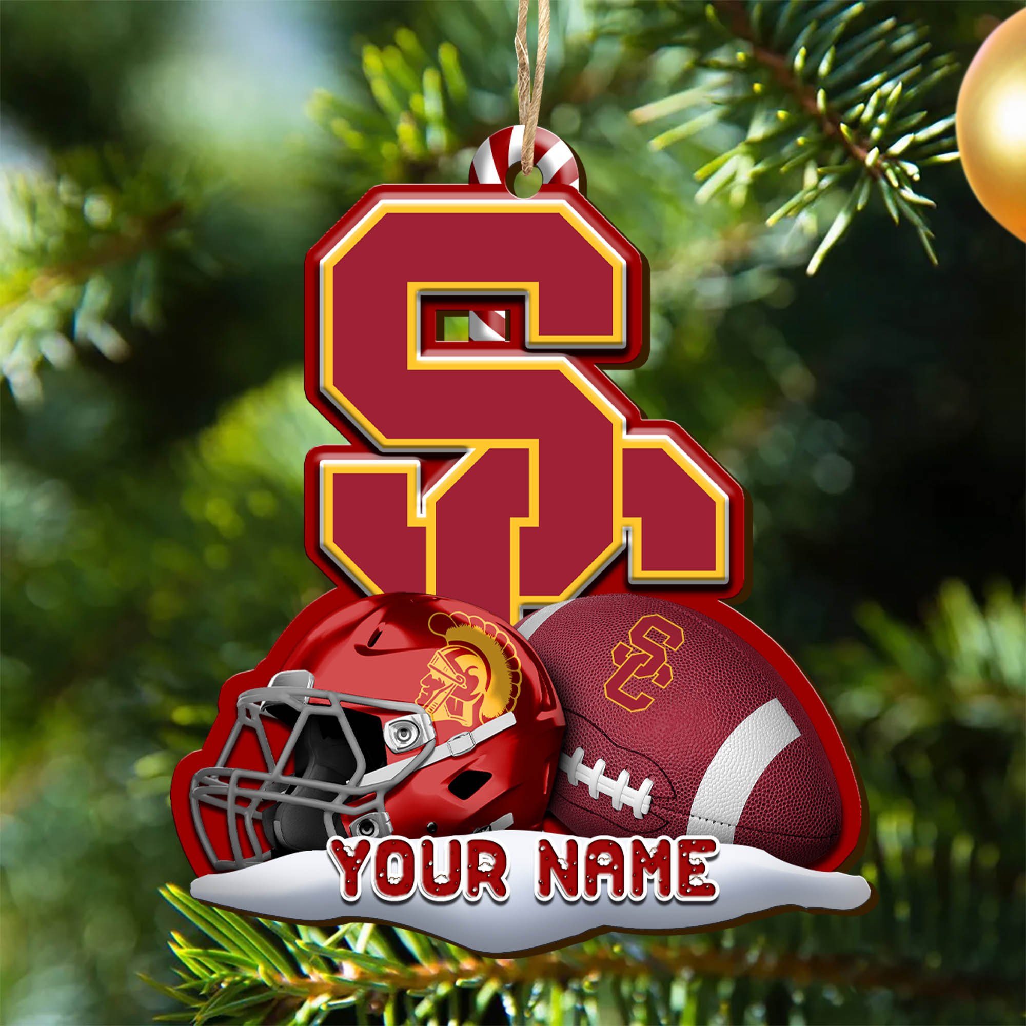 USC Trojans Sport Wooden Ornament 2024 Version Customized Your Name, Christmas Gifts For Sport Fan, Christmas Decorations Sport ETHY-53468