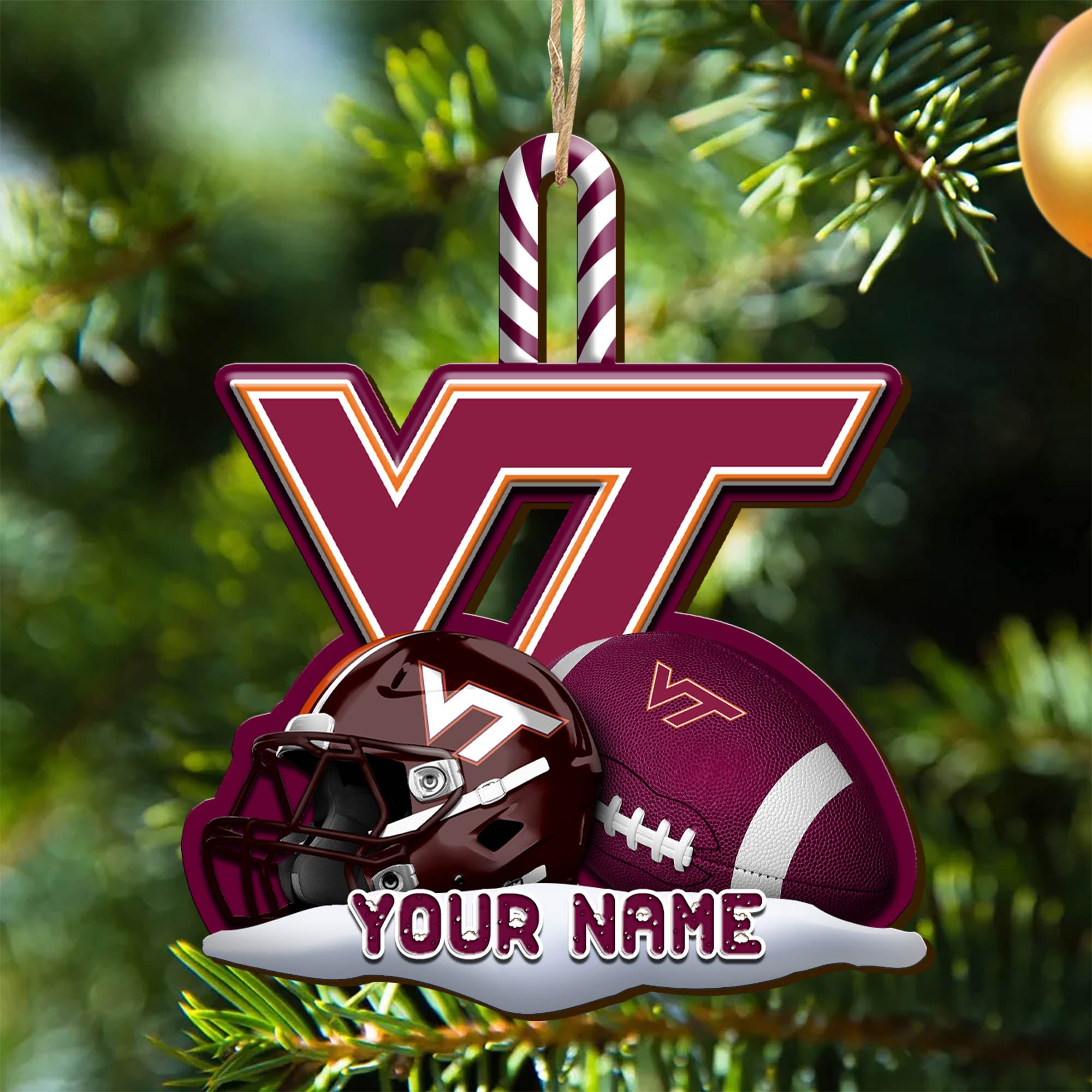 Virginia Tech Hokies Sport Wooden Ornament 2024 Version Customized Your Name, Christmas Gifts For Sport Fan, Christmas Decorations Sport ETHY-53468