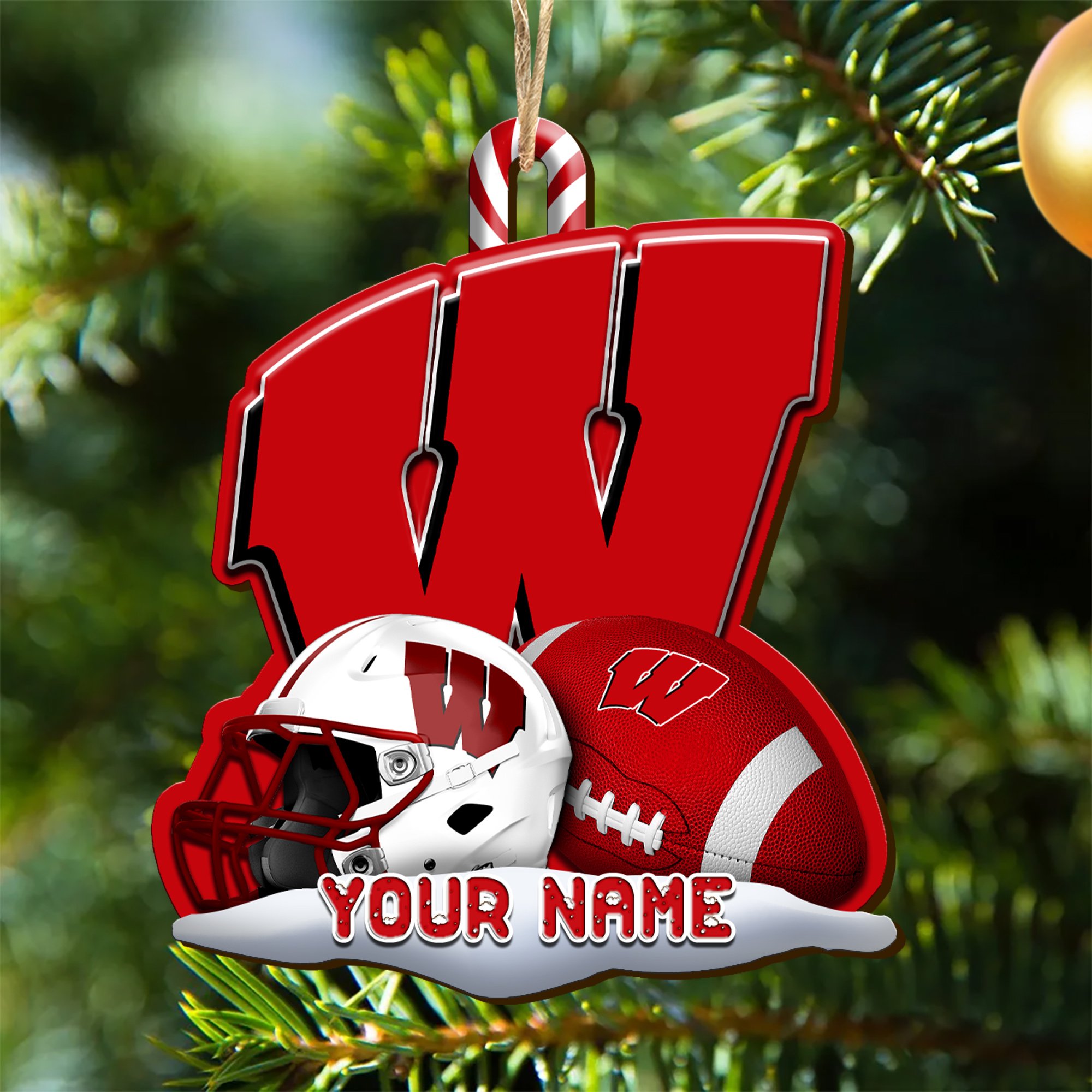 Wisconsin Badgers Sport Wooden Ornament 2024 Version Customized Your Name, Christmas Gifts For Sport Fan, Christmas Decorations Sport ETHY-53468