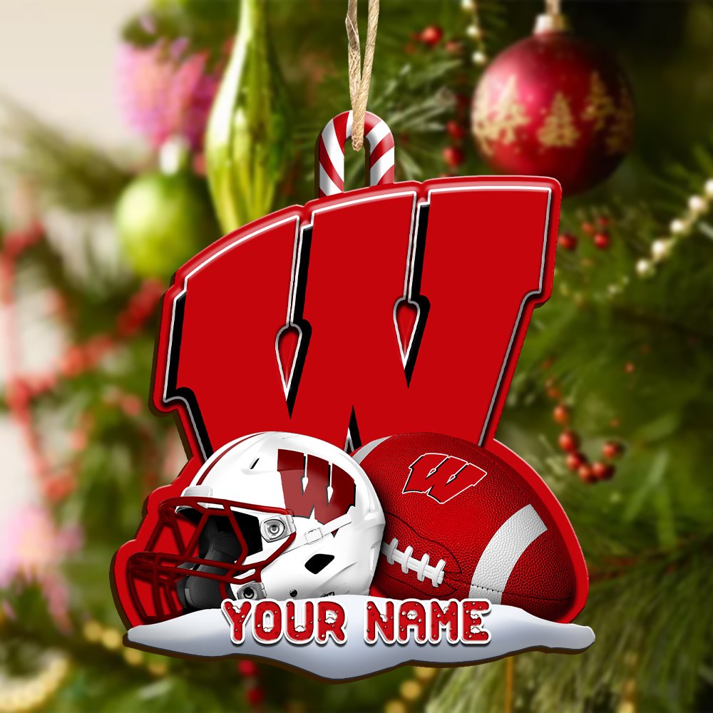 Alternative view of Wisconsin Badgers Sport Wooden Ornament 2024 Version Customized Your Name, Christmas Gifts For Sport Fan, Christmas Decorations Sport ETHY-53468