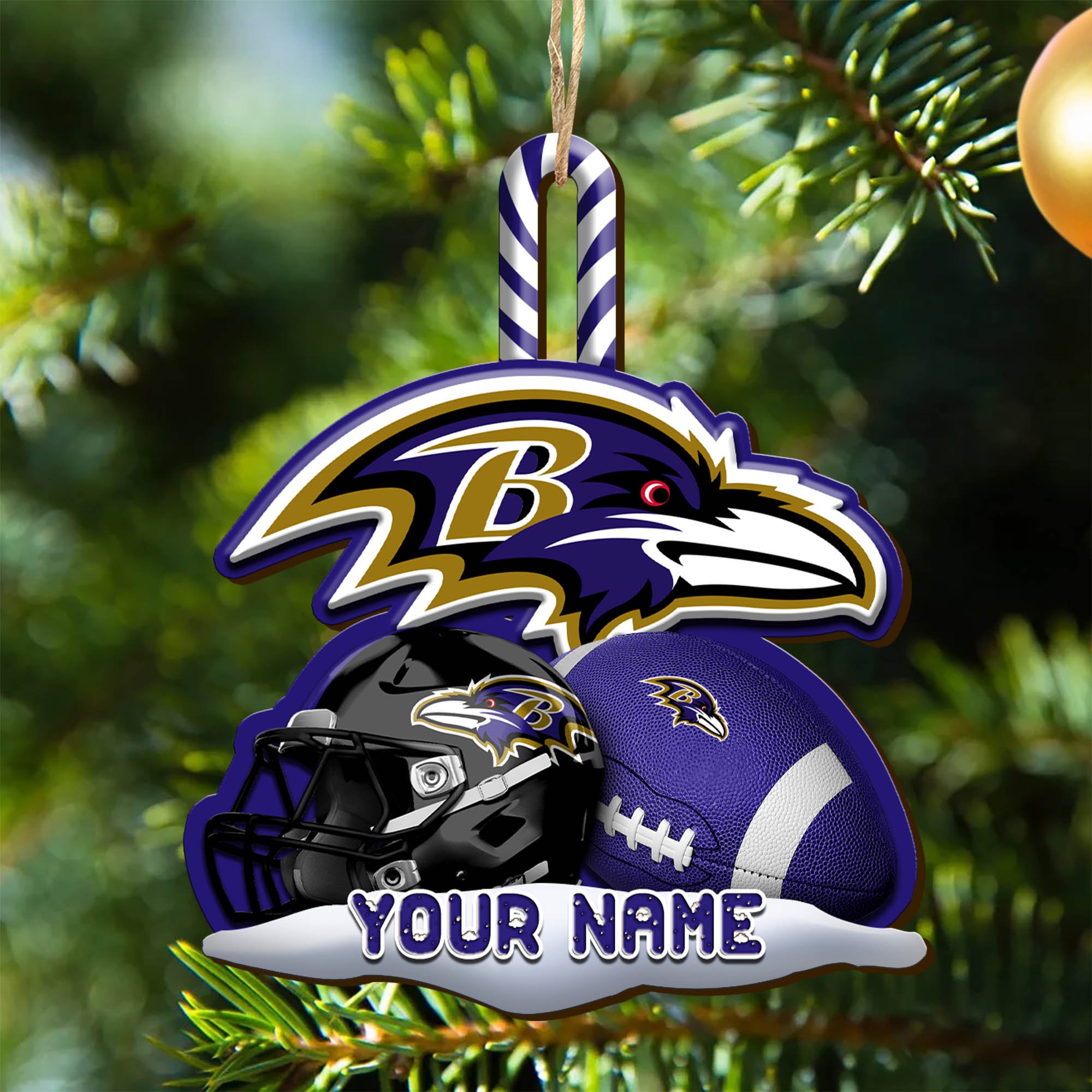Baltimore Ravens Sport Wooden Ornament 2024 Version Customized Your Name, Christmas Gifts For Sport Fan, Christmas Decorations Sport ETHY-53468