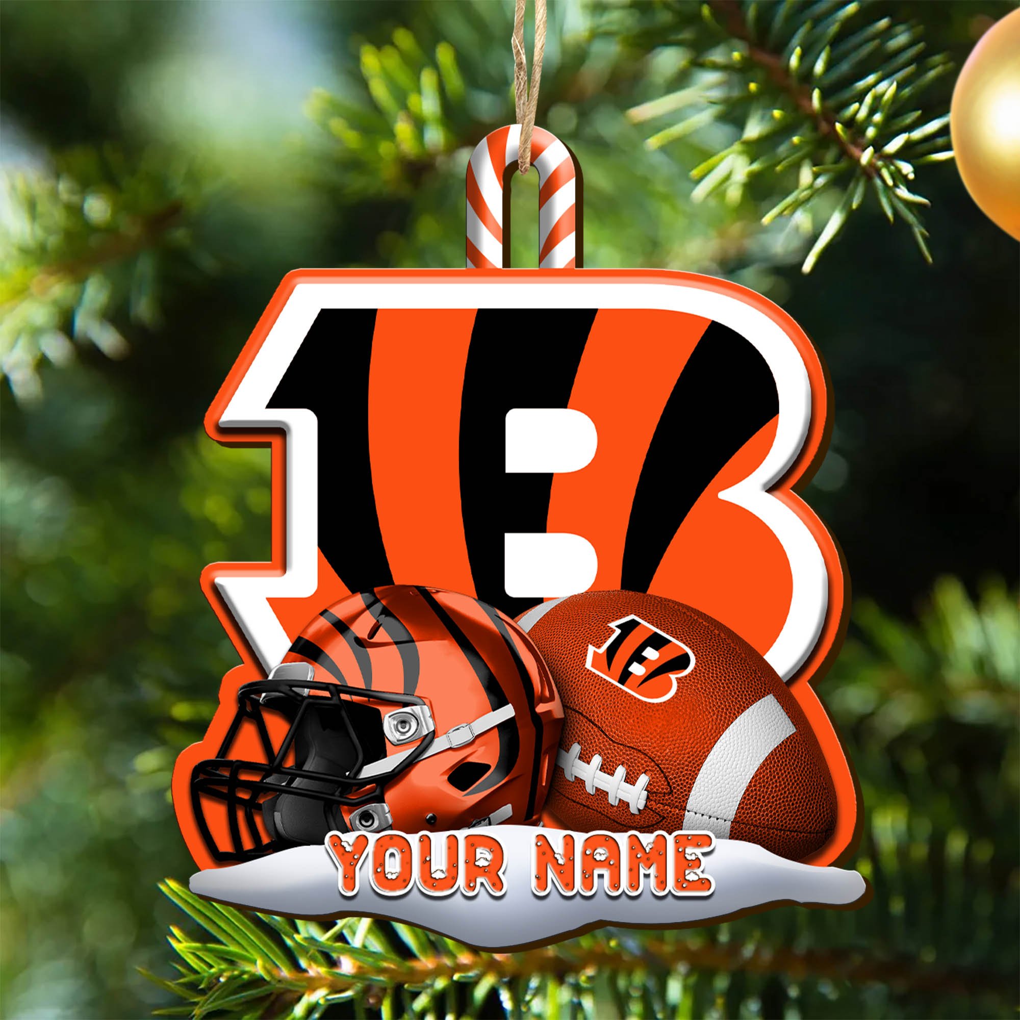 Cincinnati Bengals Sport Wooden Ornament 2024 Version Customized Your Name, Christmas Gifts For Sport Fan, Christmas Decorations Sport ETHY-53468