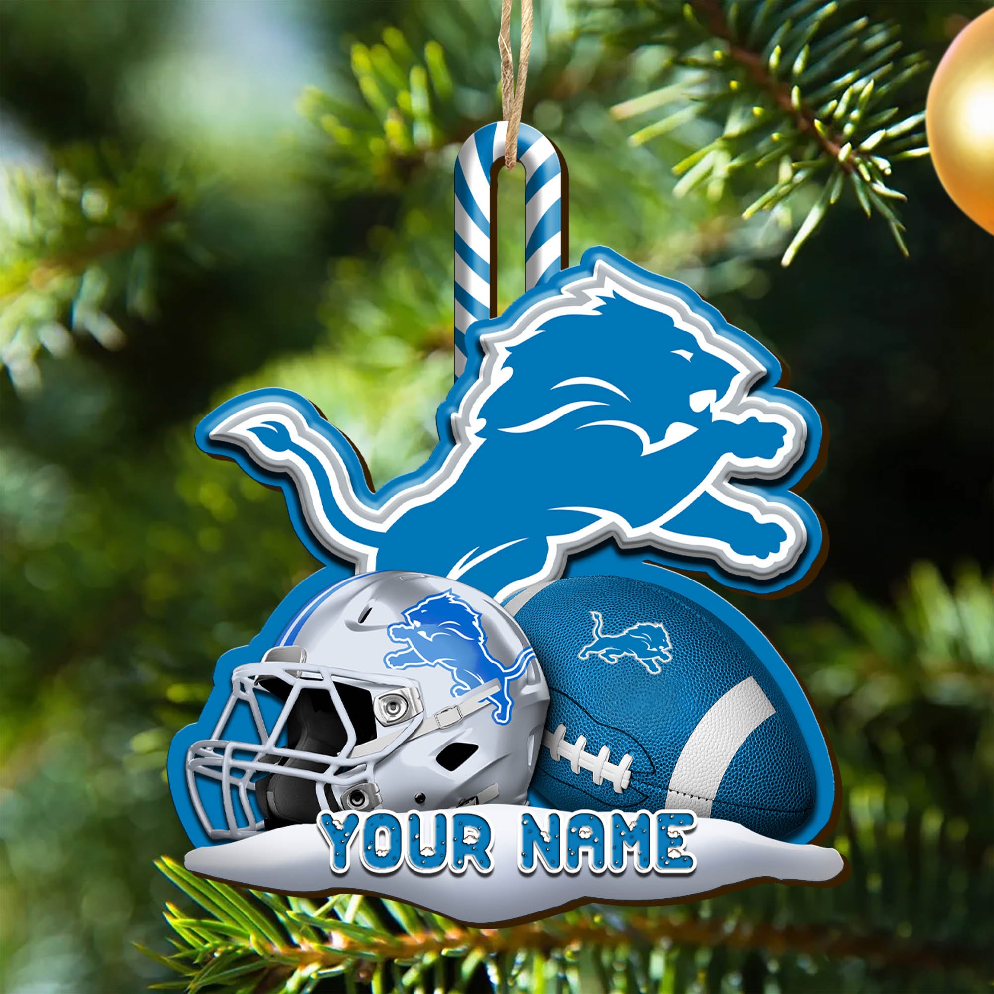 Detroit Lions Sport Wooden Ornament 2024 Version Customized Your Name, Christmas Gifts For Sport Fan, Christmas Decorations Sport ETHY-53468