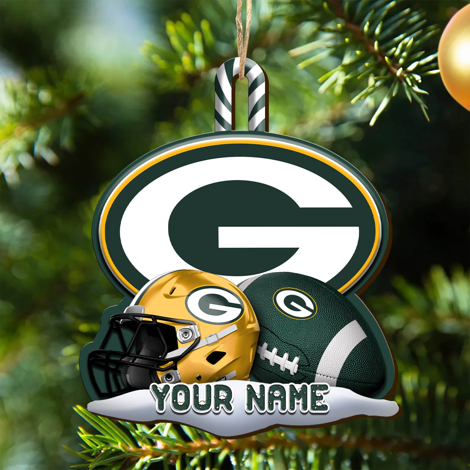 Green Bay Packers Sport Wooden Ornament 2024 Version Customized Your Name, Christmas Gifts For Sport Fan, Christmas Decorations Sport ETHY-53468