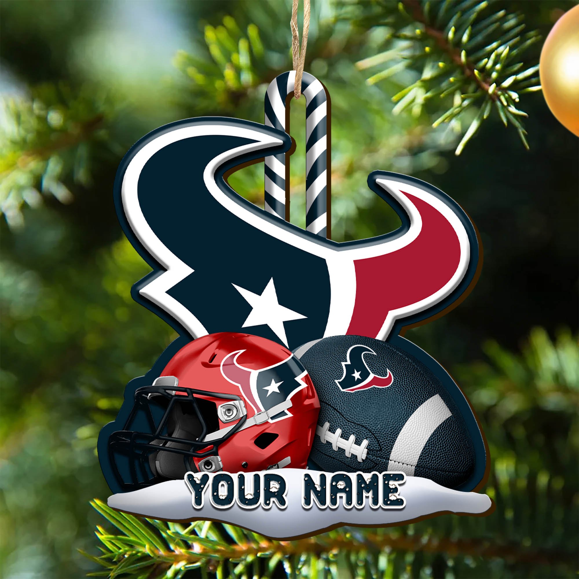 Houston Texans Sport Wooden Ornament 2024 Version Customized Your Name, Christmas Gifts For Sport Fan, Christmas Decorations Sport ETHY-53468