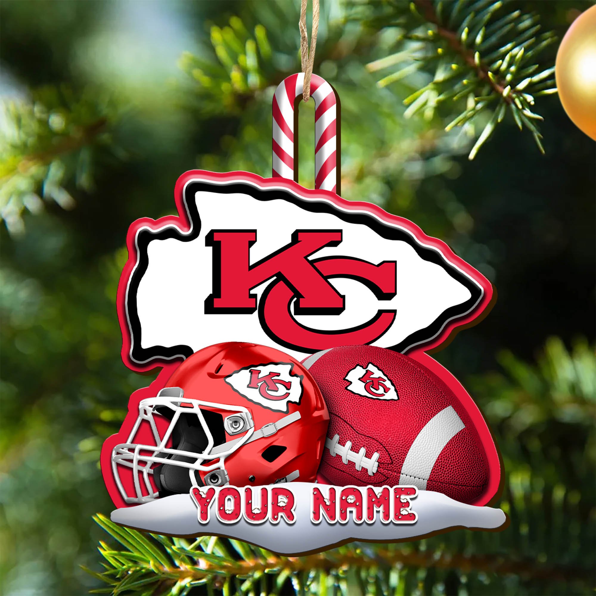 Kansas City Chiefs Sport Wooden Ornament 2024 Version Customized Your Name, Christmas Gifts For Sport Fan, Christmas Decorations Sport ETHY-53468