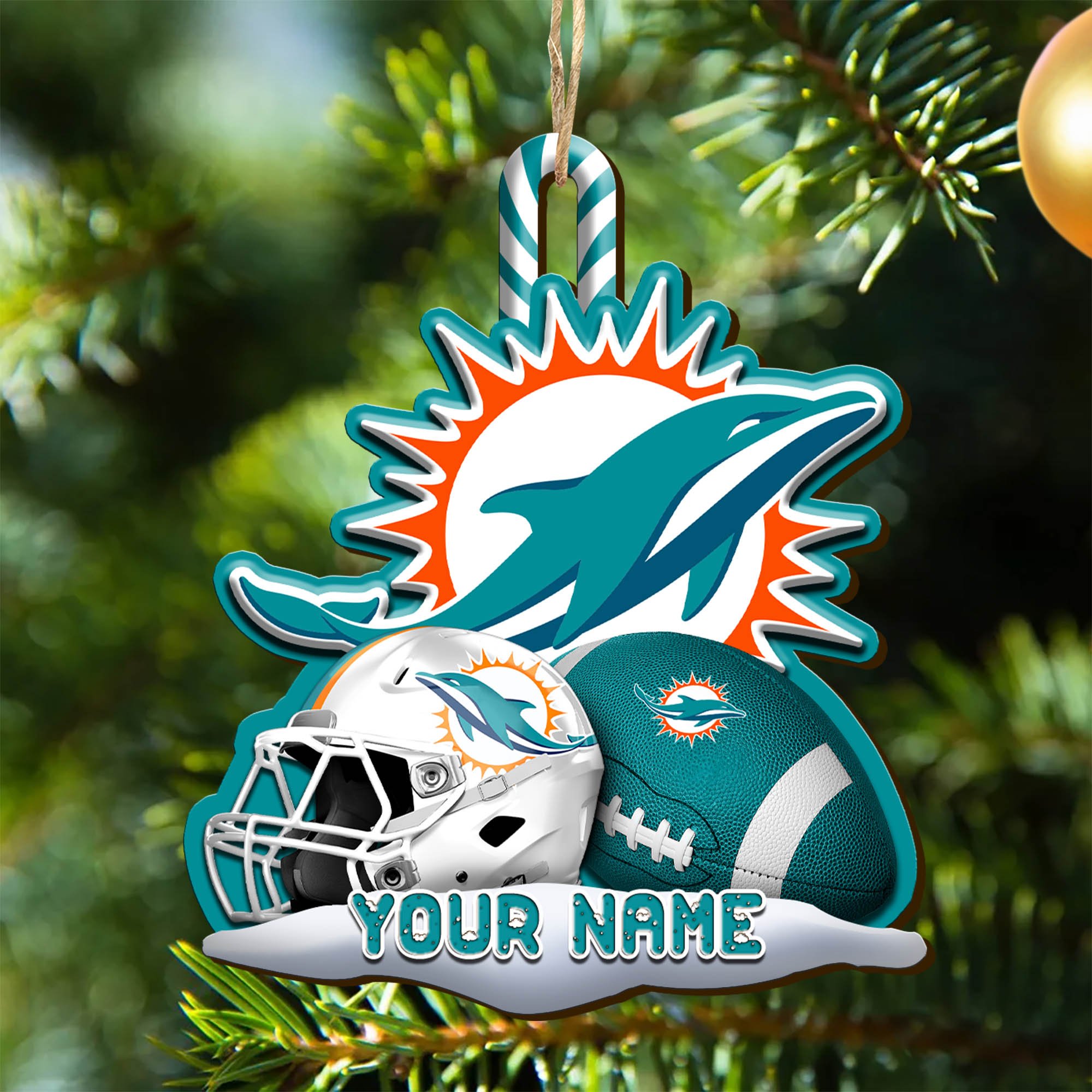 Miami Dolphins Sport Wooden Ornament 2024 Version Customized Your Name, Christmas Gifts For Sport Fan, Christmas Decorations Sport ETHY-53468