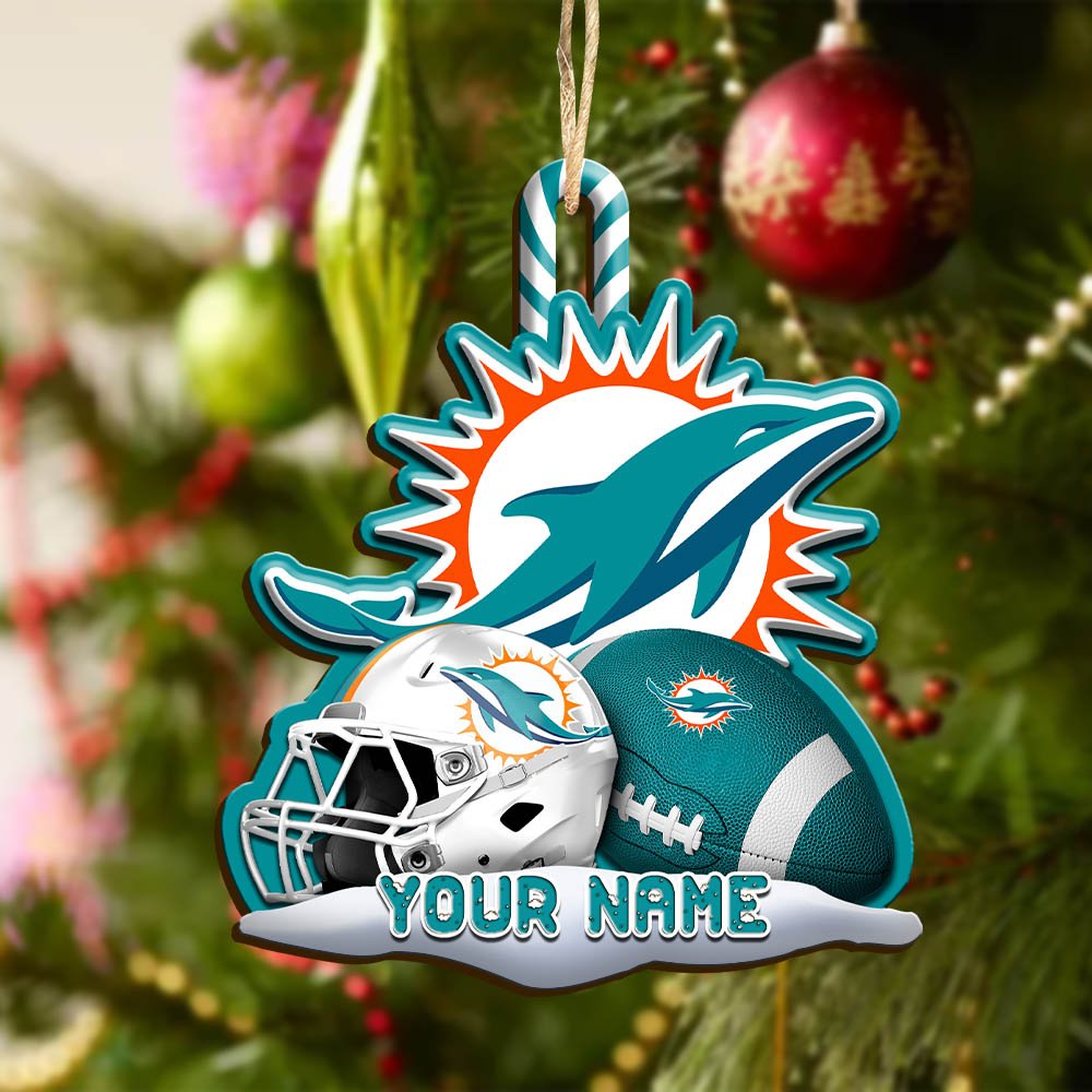 Alternative view of Miami Dolphins Sport Wooden Ornament 2024 Version Customized Your Name, Christmas Gifts For Sport Fan, Christmas Decorations Sport ETHY-53468
