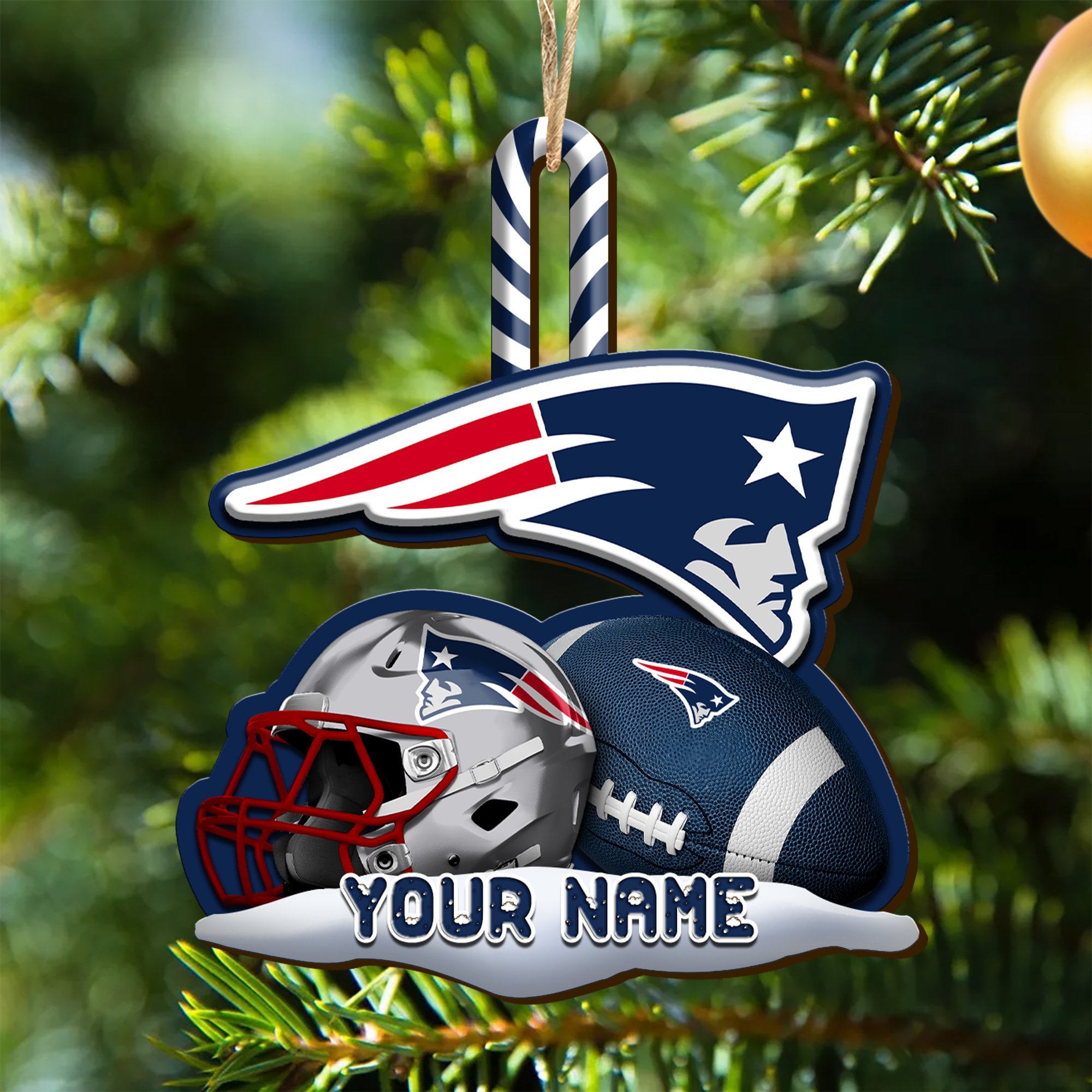 New England Patriots Sport Wooden Ornament 2024 Version Customized Your Name, Christmas Gifts For Sport Fan, Christmas Decorations Sport ETHY-53468