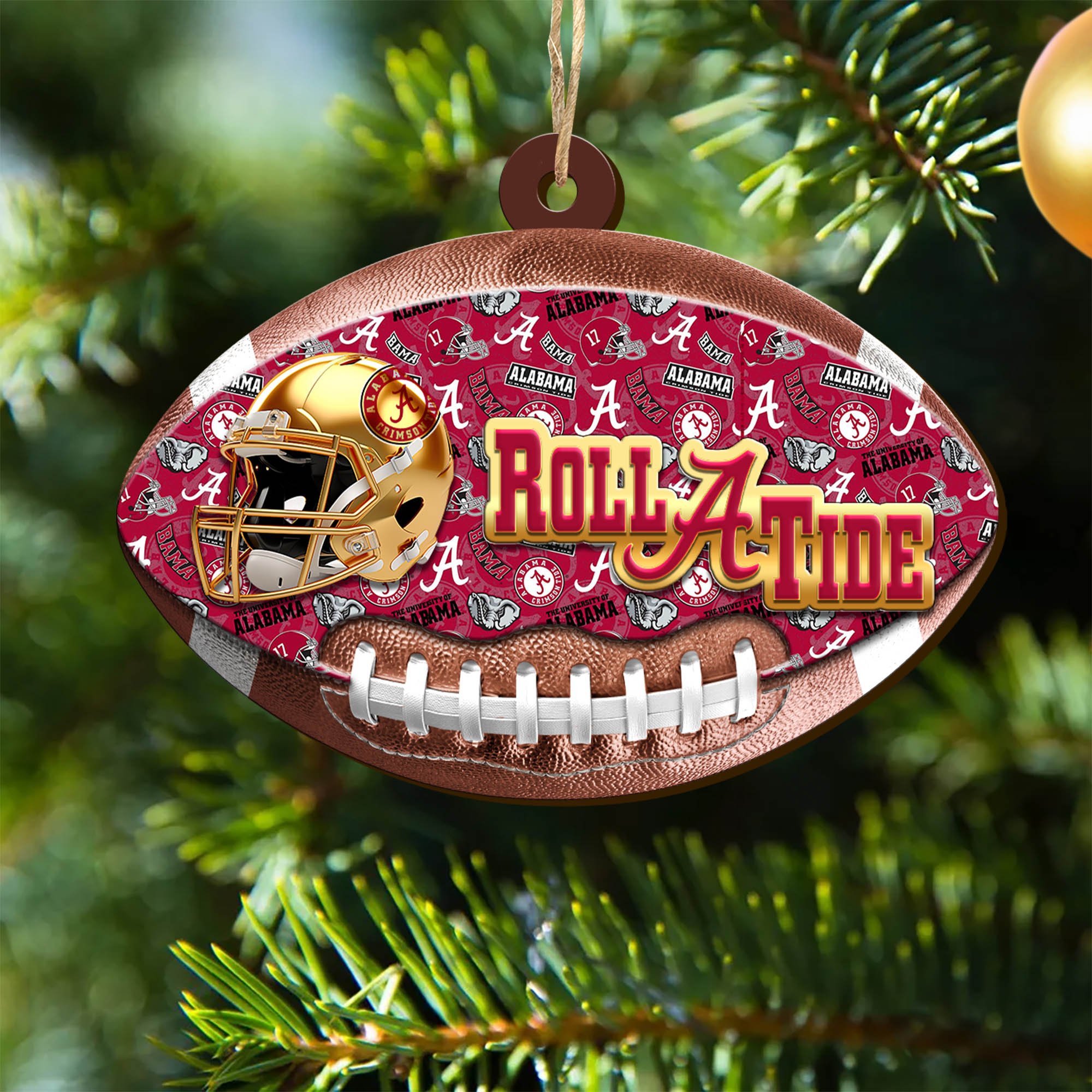 Alabama Crimson Tide Wooden Ornament 2024 Version, Christmas Ornament For Football Fan, Hanging Decor ETHY-53500