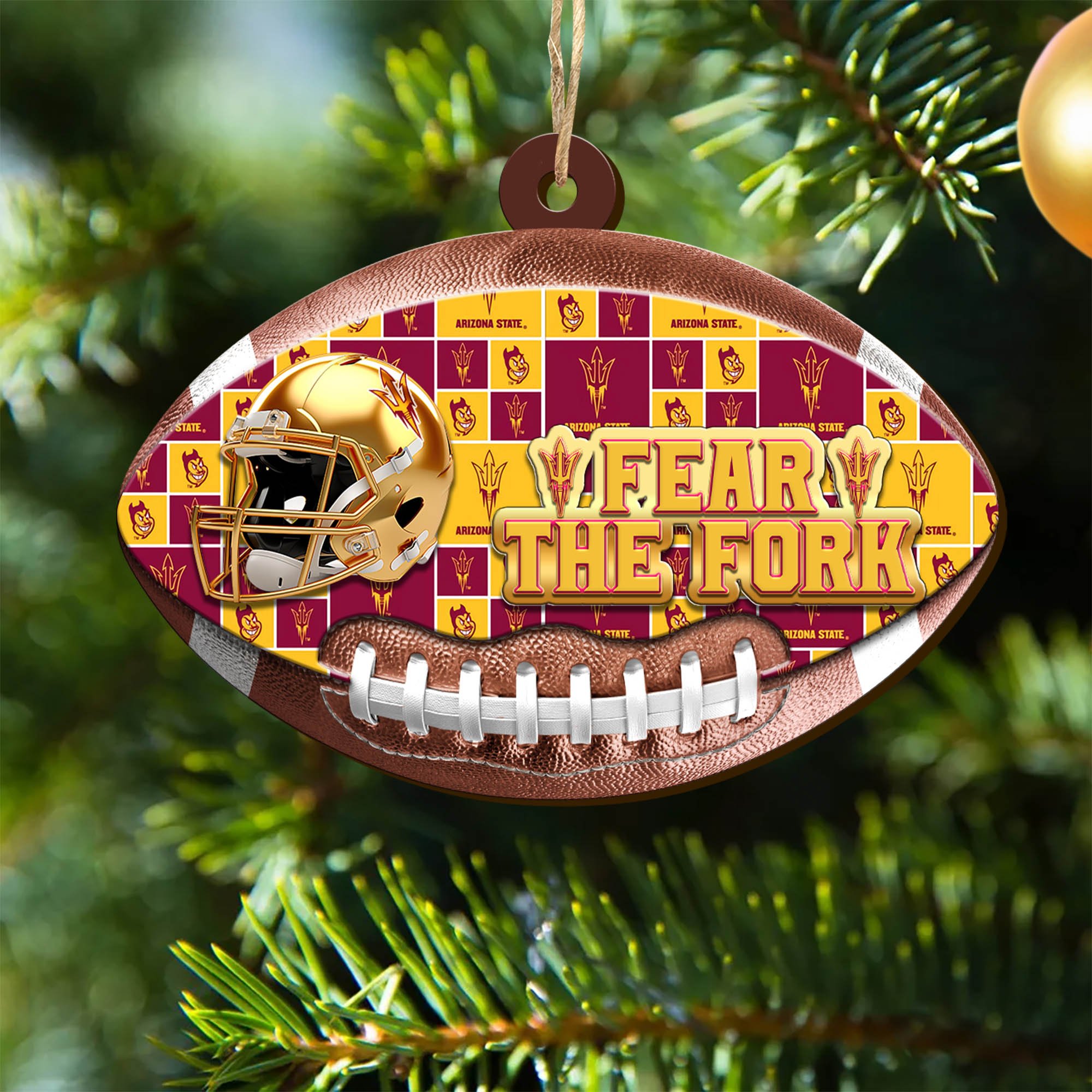Arizona State Sun Devils Wooden Ornament 2024 Version, Christmas Ornament For Football Fan, Hanging Decor ETHY-53500
