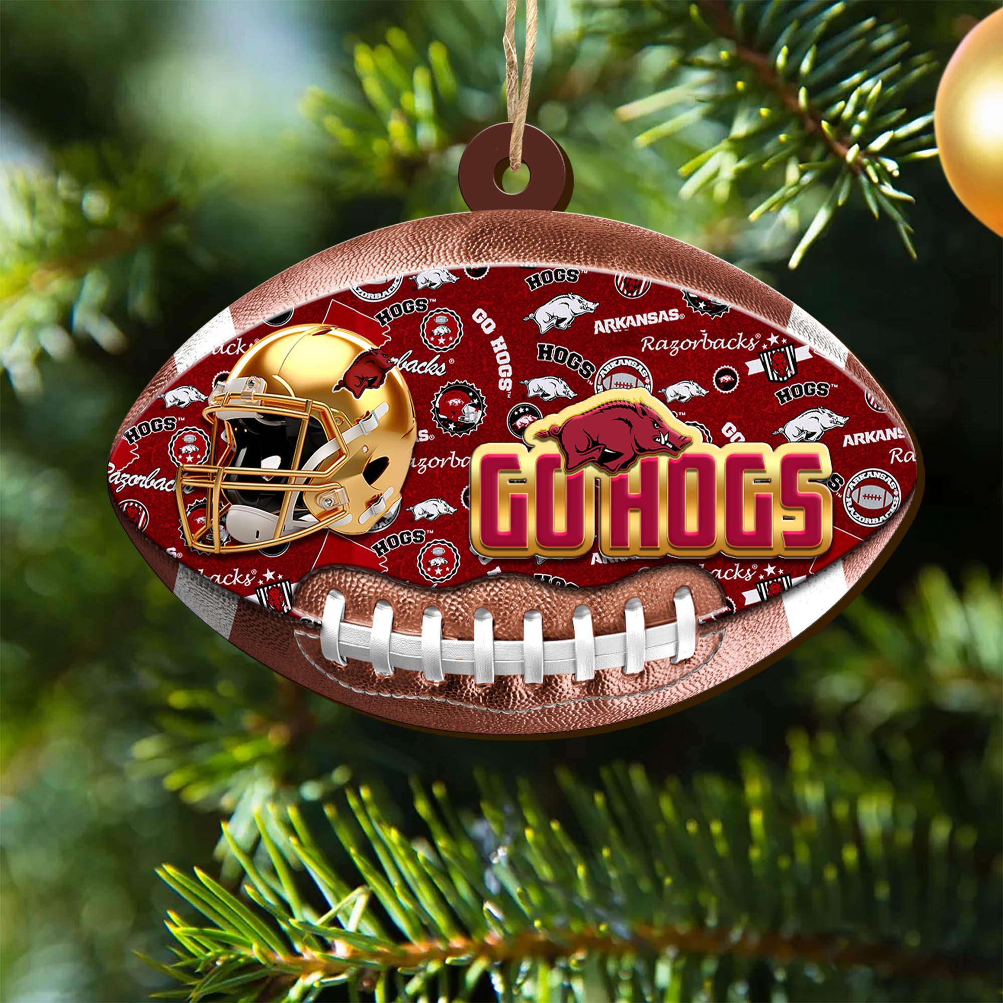 Arkansas Razorbacks Wooden Ornament 2024 Version, Christmas Ornament For Football Fan, Hanging Decor ETHY-53500