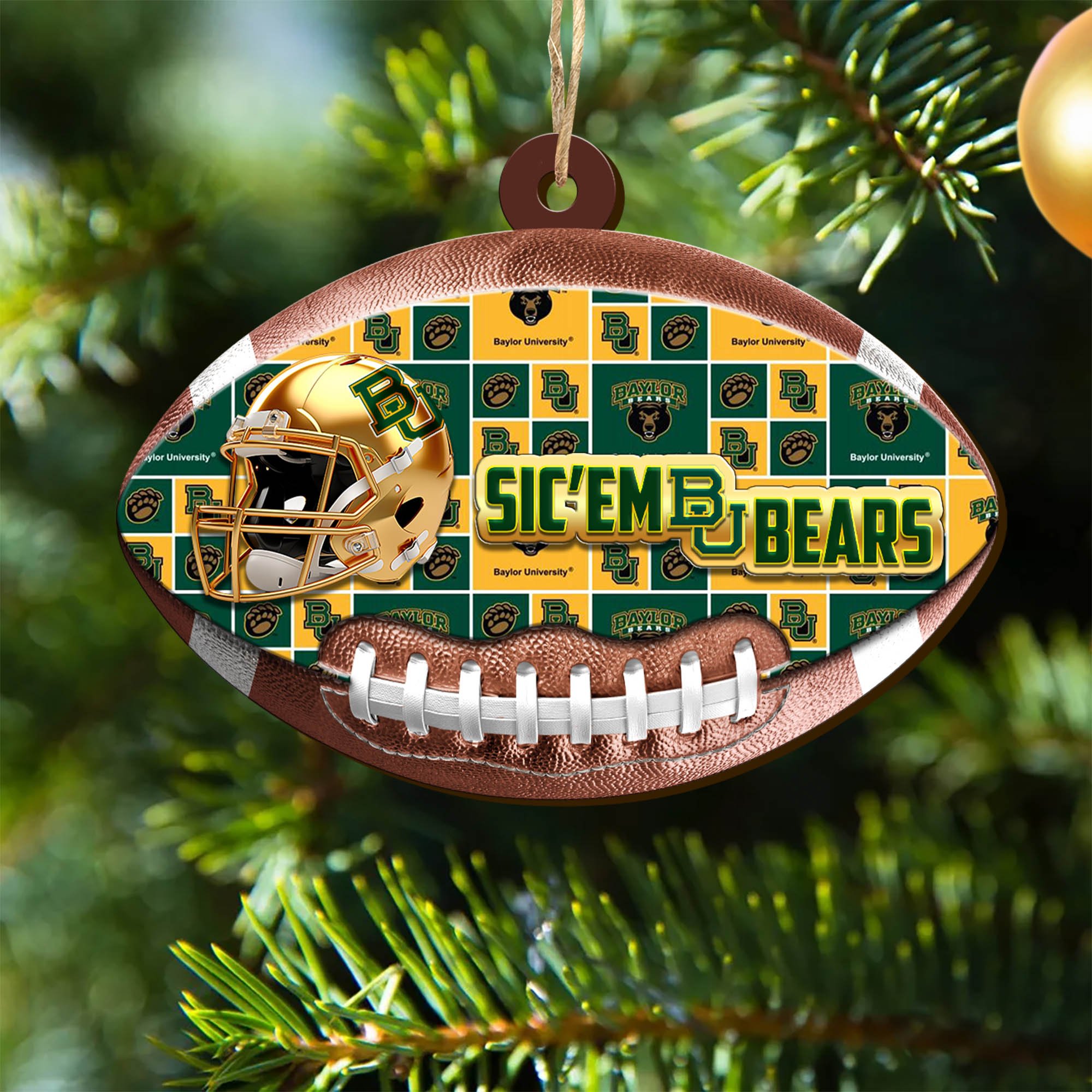 Baylor Bears Wooden Ornament 2024 Version, Christmas Ornament For Football Fan, Hanging Decor ETHY-53500