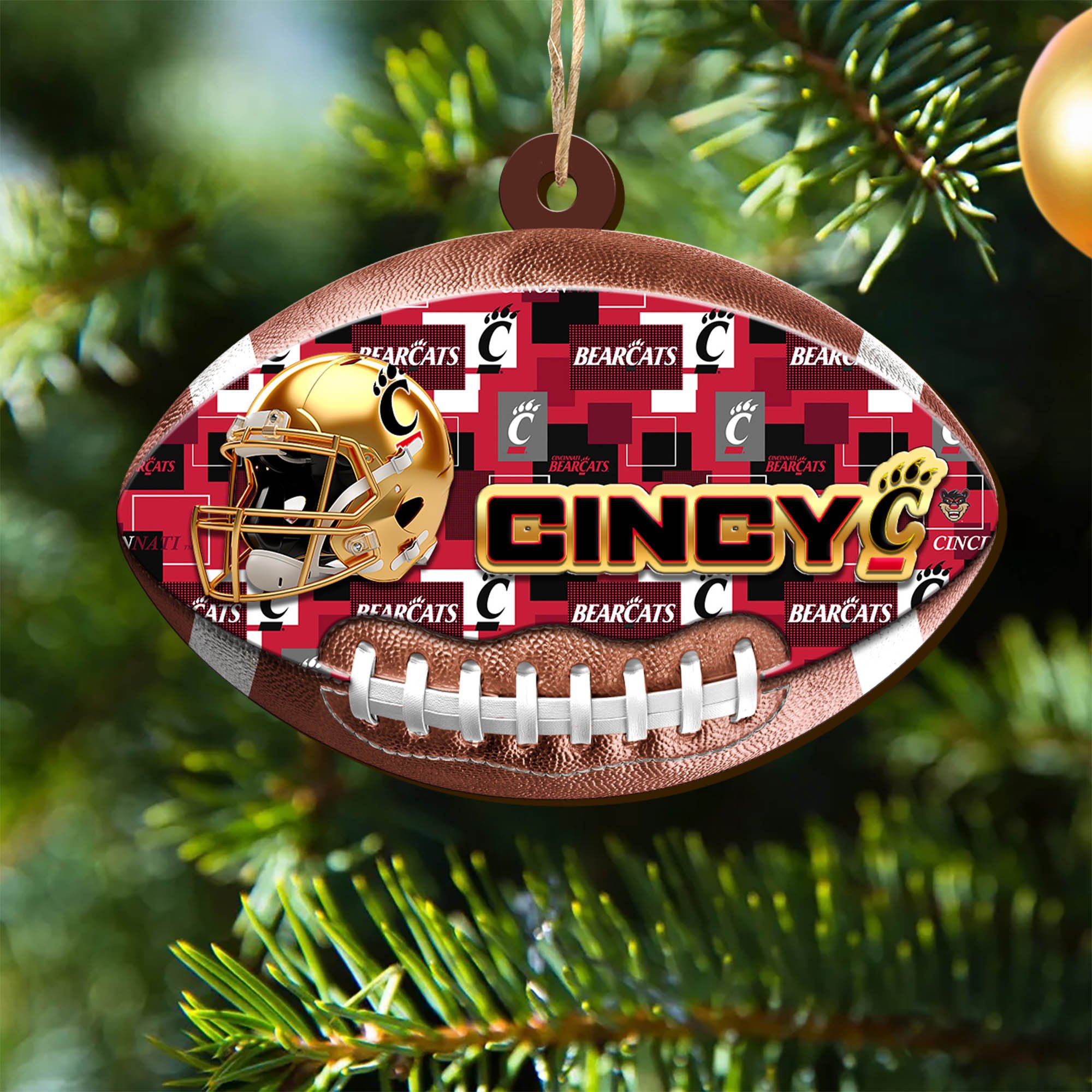 Cincinnati Bearcats Wooden Ornament 2024 Version, Christmas Ornament For Football Fan, Hanging Decor ETHY-53500