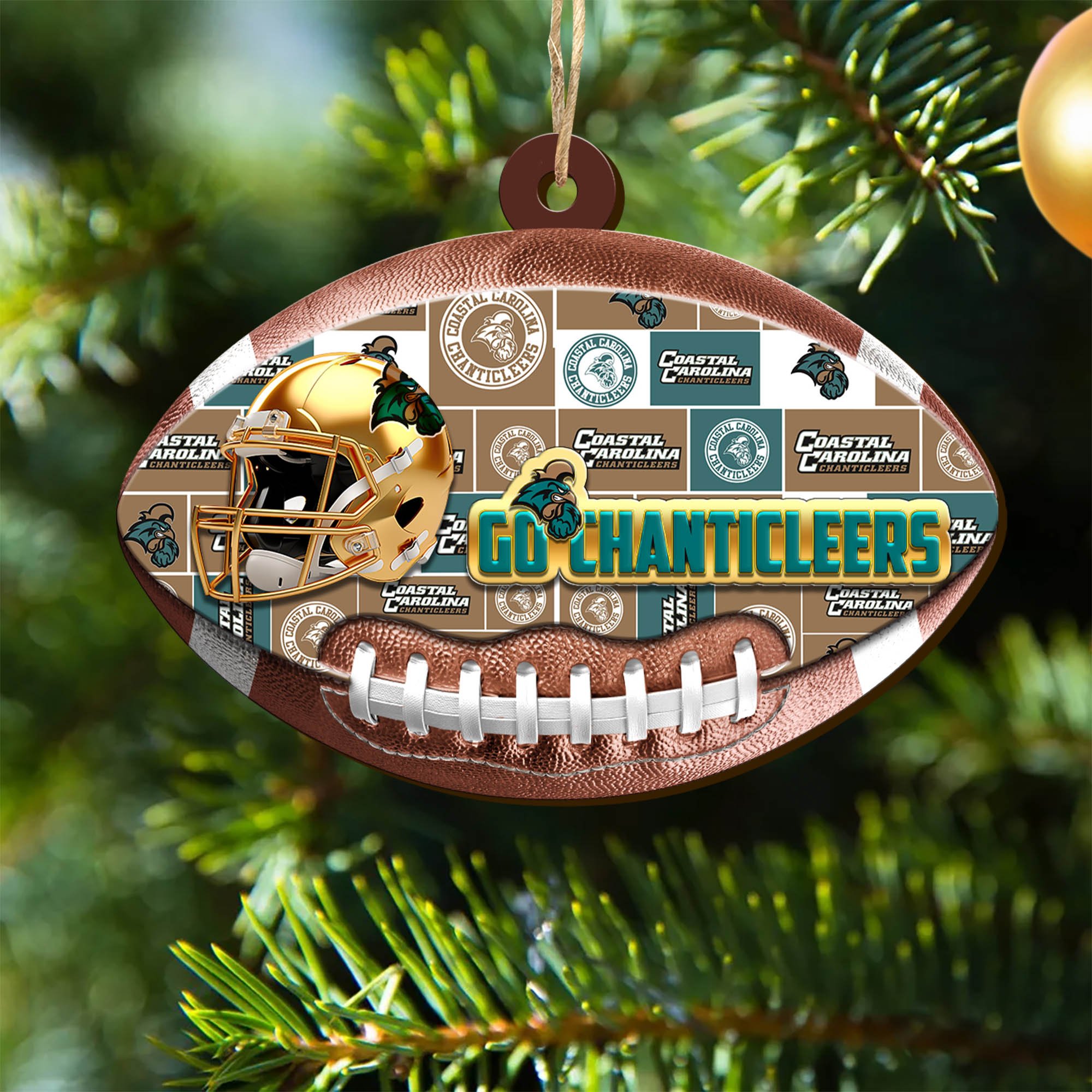 Coastal Carolina Chanticleers Wooden Ornament 2024 Version, Christmas Ornament For Football Fan, Hanging Decor ETHY-53500