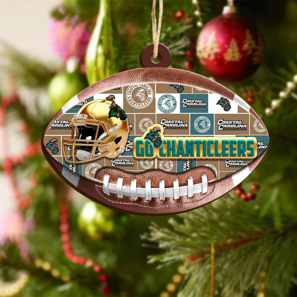 Alternative view of Coastal Carolina Chanticleers Wooden Ornament 2024 Version, Christmas Ornament For Football Fan, Hanging Decor ETHY-53500