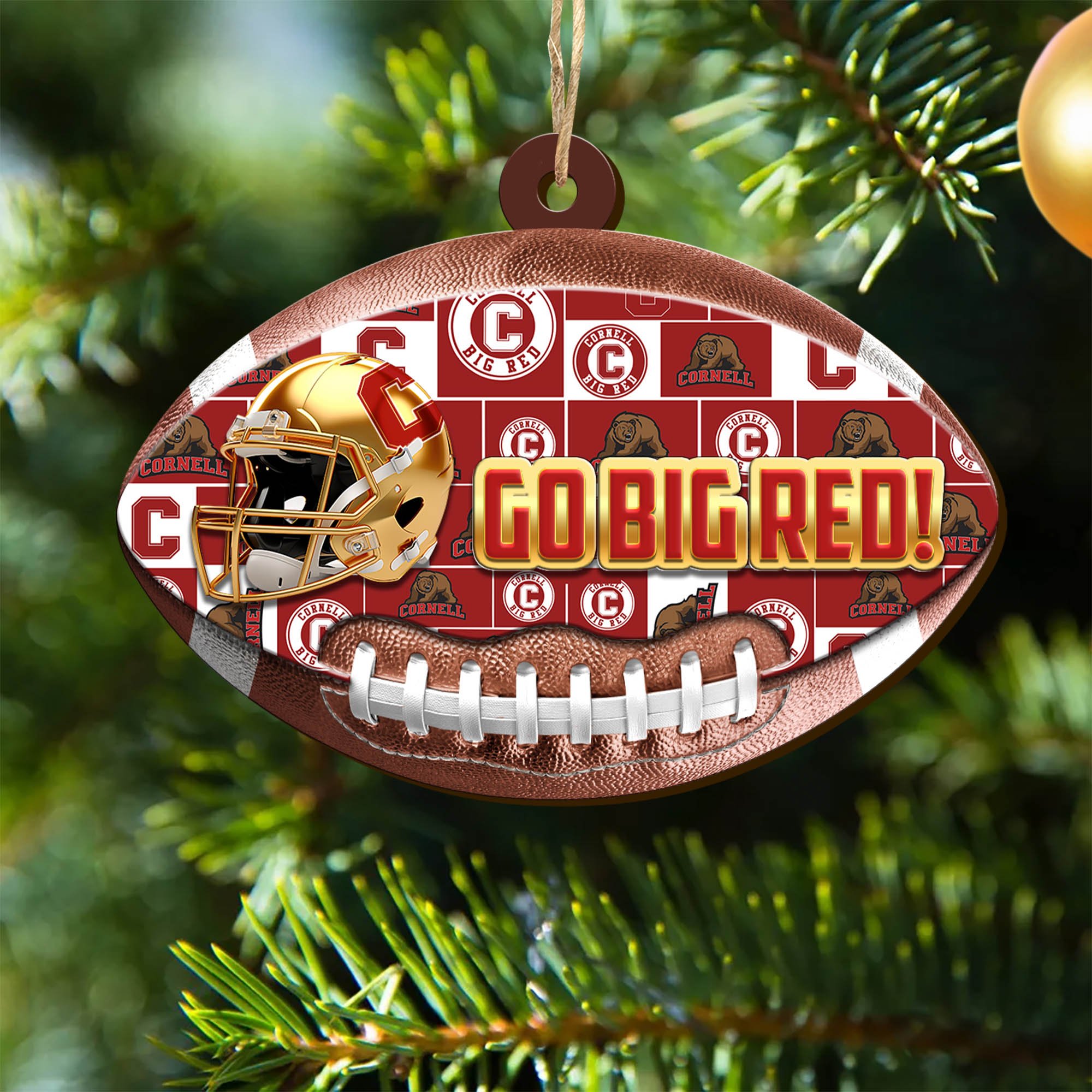 Cornell Big Red Wooden Ornament 2024 Version, Christmas Ornament For Football Fan, Hanging Decor ETHY-53500