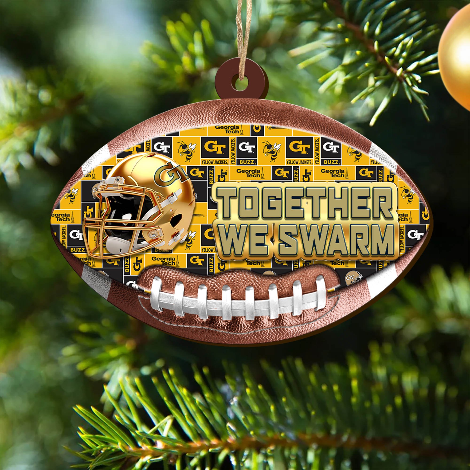 Georgia Tech Yellow Jackets Wooden Ornament 2024 Version, Christmas Ornament For Football Fan, Hanging Decor ETHY-53500