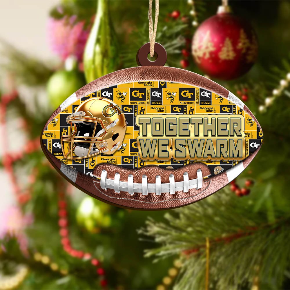 Alternative view of Georgia Tech Yellow Jackets Wooden Ornament 2024 Version, Christmas Ornament For Football Fan, Hanging Decor ETHY-53500