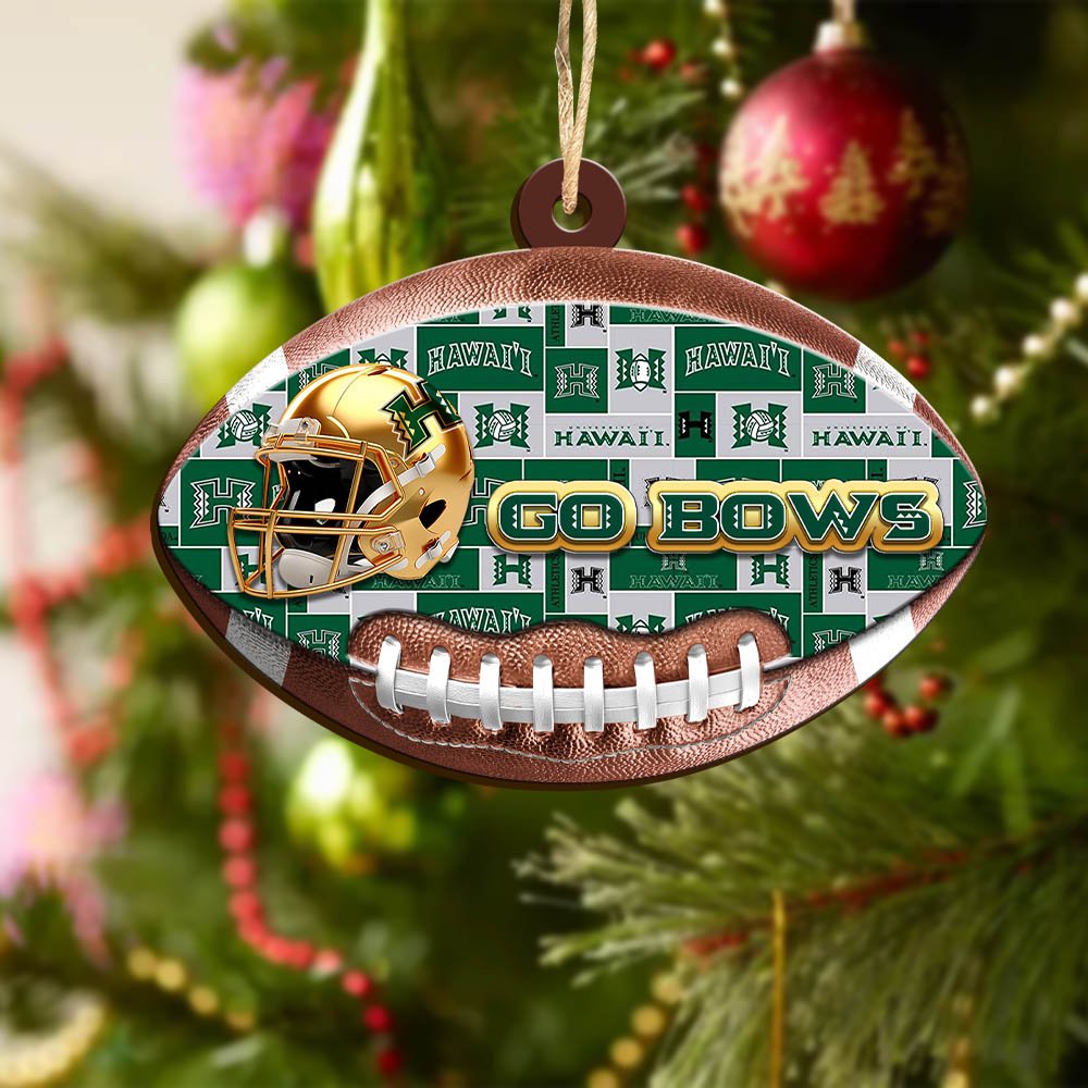 Alternative view of Hawaii Rainbow Warriors Wooden Ornament 2024 Version, Christmas Ornament For Football Fan, Hanging Decor ETHY-53500