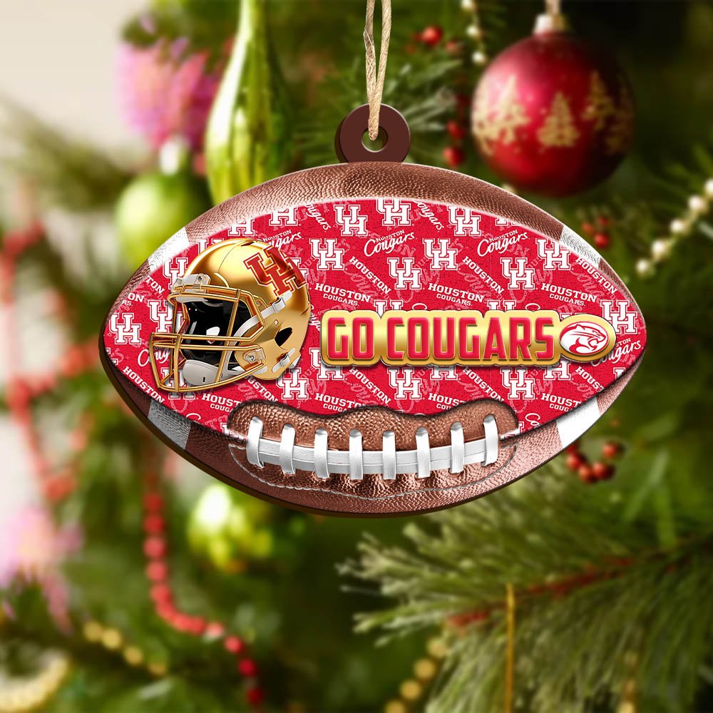 Alternative view of Houston Cougars Wooden Ornament 2024 Version, Christmas Ornament For Football Fan, Hanging Decor ETHY-53500