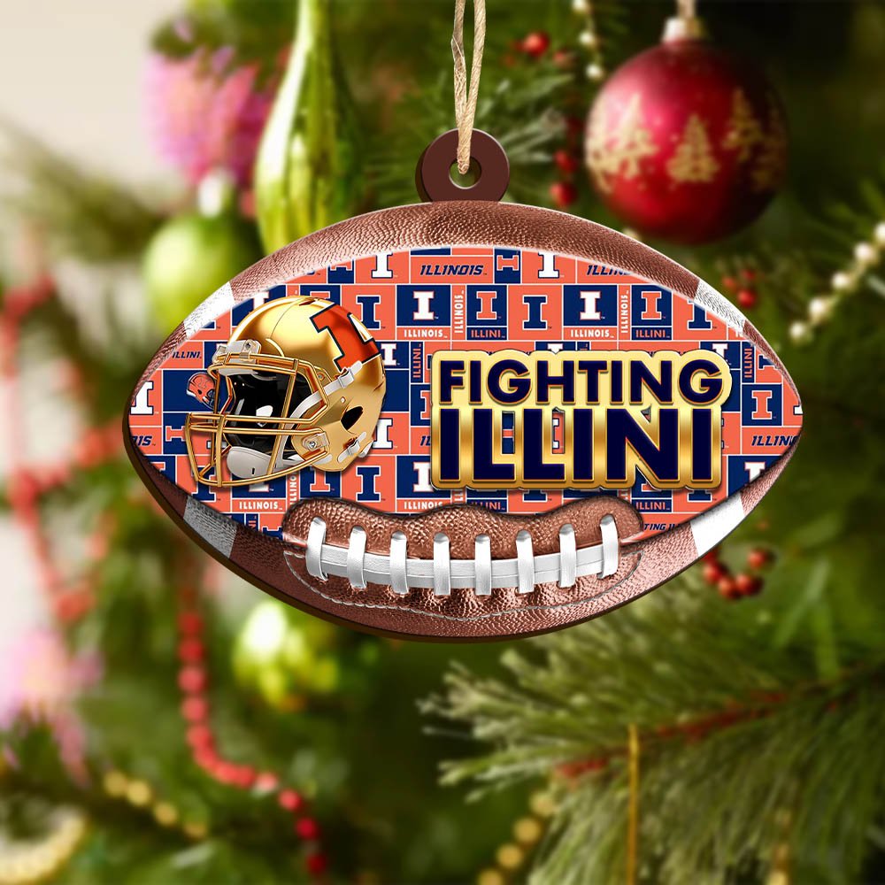 Alternative view of Illinois Fighting Illini Wooden Ornament 2024 Version, Christmas Ornament For Football Fan, Hanging Decor ETHY-53500