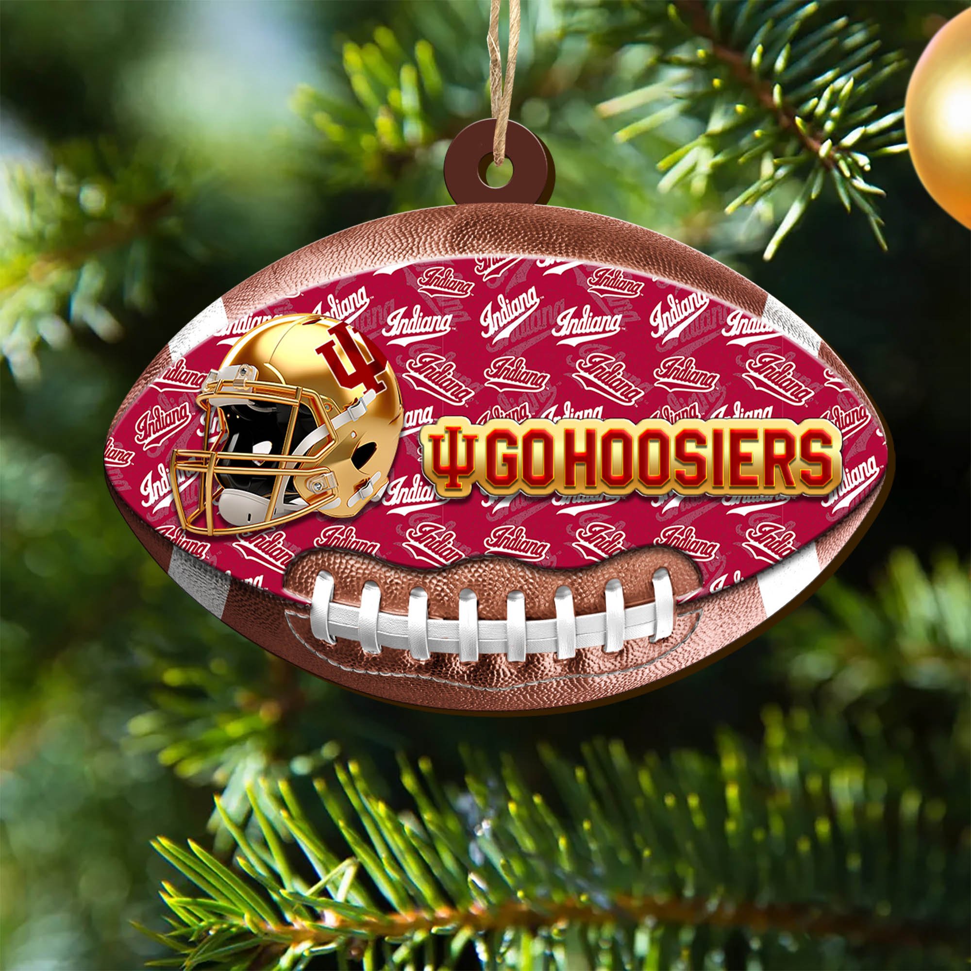 Indiana Hoosiers Wooden Ornament 2024 Version, Christmas Ornament For Football Fan, Hanging Decor ETHY-53500