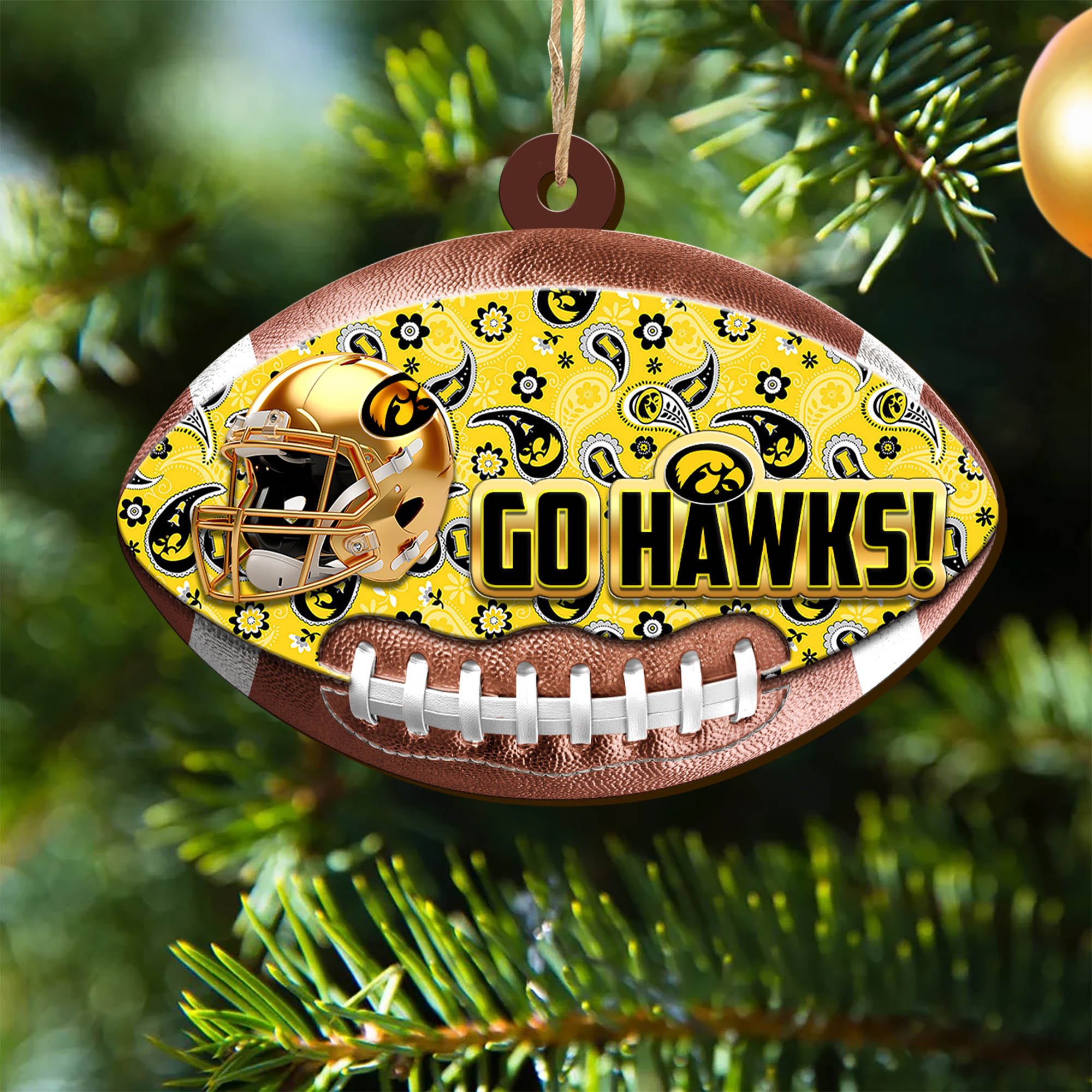 Iowa Hawkeyes Wooden Ornament 2024 Version, Christmas Ornament For Football Fan, Hanging Decor ETHY-53500