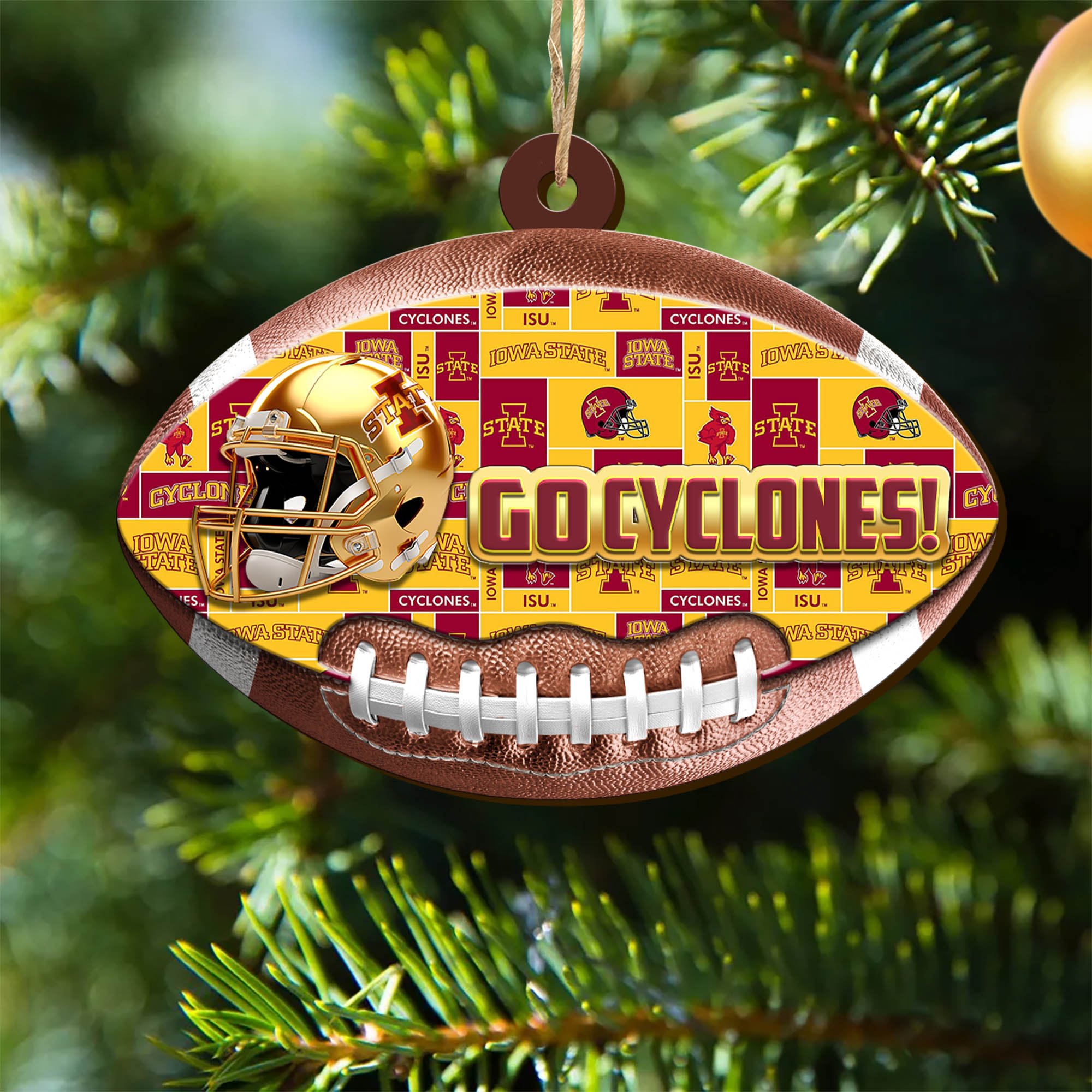 Iowa State Cyclones Wooden Ornament 2024 Version, Christmas Ornament For Football Fan, Hanging Decor ETHY-53500
