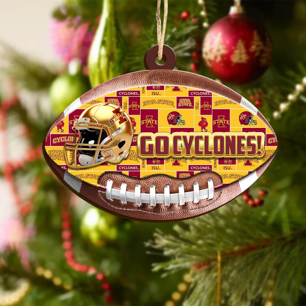 Alternative view of Iowa State Cyclones Wooden Ornament 2024 Version, Christmas Ornament For Football Fan, Hanging Decor ETHY-53500