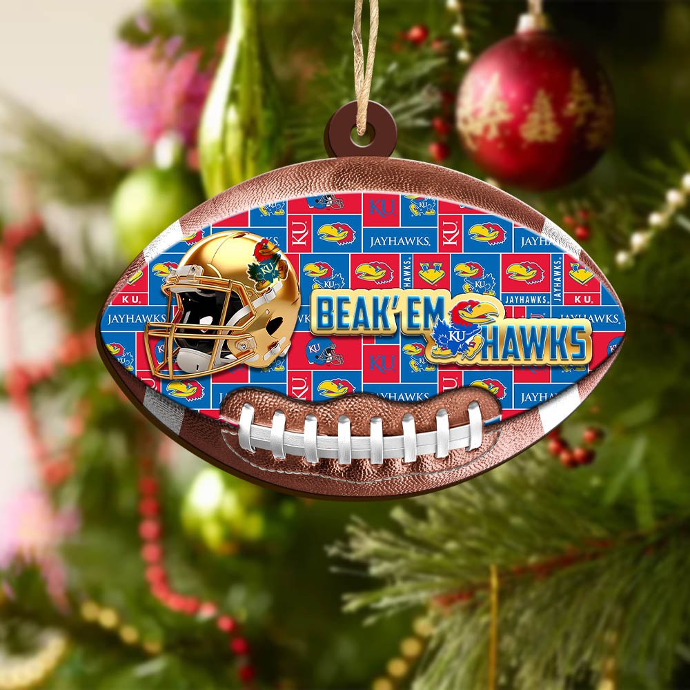 Alternative view of Kansas Jayhawks Wooden Ornament 2024 Version, Christmas Ornament For Football Fan, Hanging Decor ETHY-53500