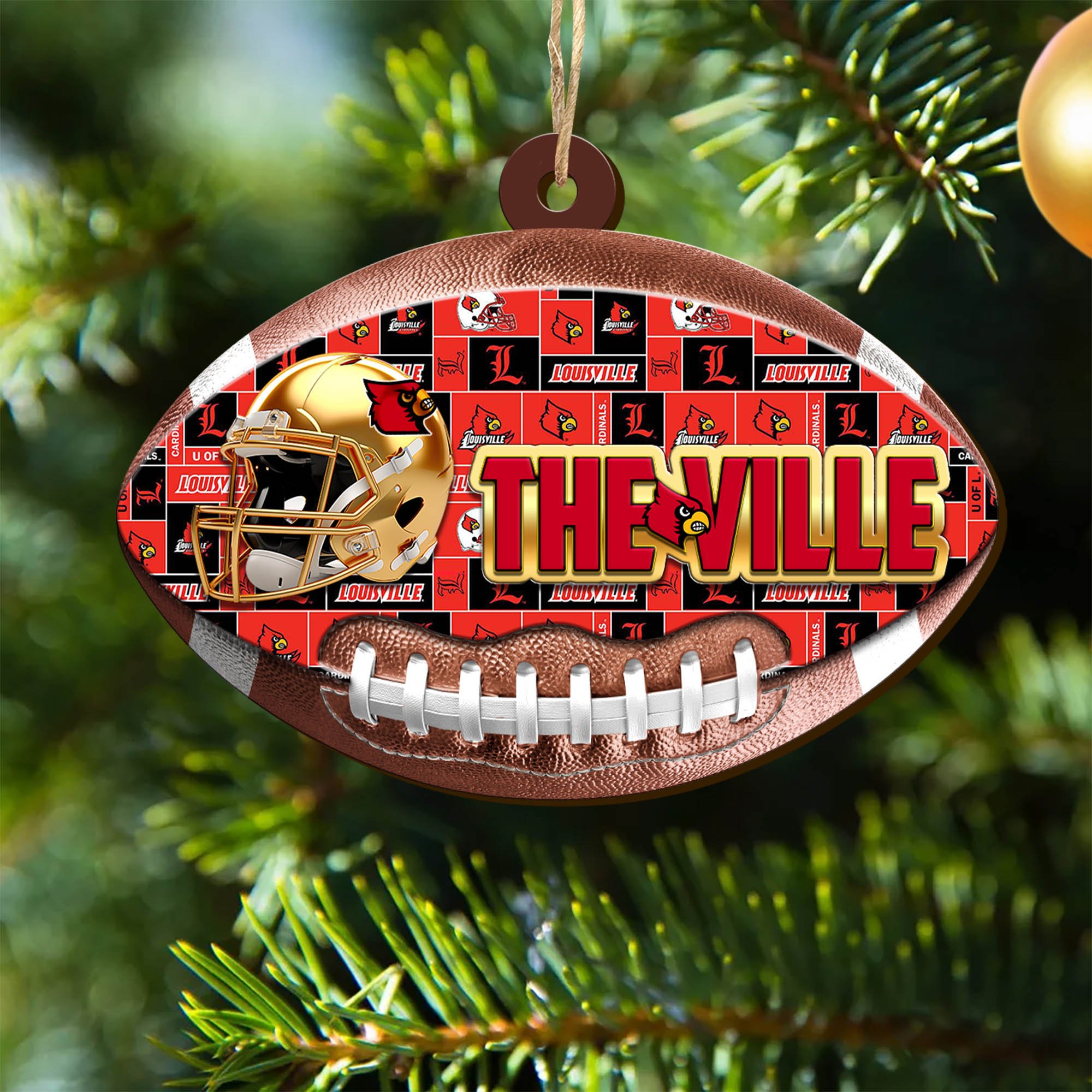 Louisville Cardinals Wooden Ornament 2024 Version, Christmas Ornament For Football Fan, Hanging Decor ETHY-53500