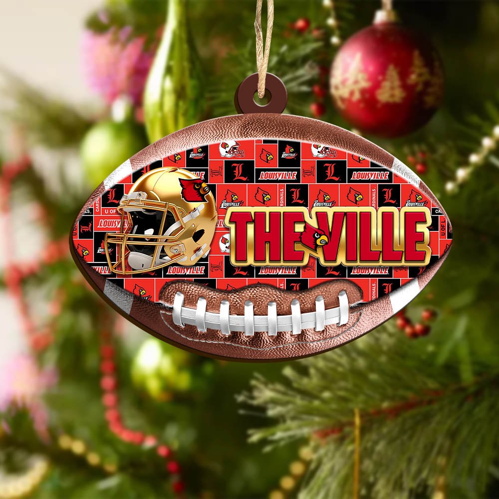 Alternative view of Louisville Cardinals Wooden Ornament 2024 Version, Christmas Ornament For Football Fan, Hanging Decor ETHY-53500