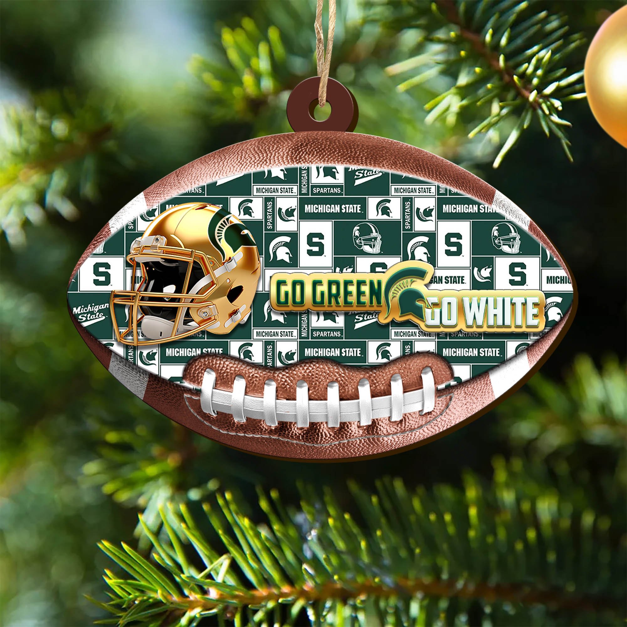 Michigan State Spartans Wooden Ornament 2024 Version, Christmas Ornament For Football Fan, Hanging Decor ETHY-53500