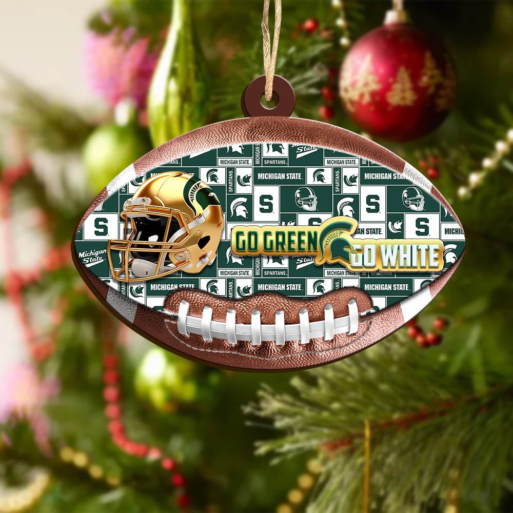 Alternative view of Michigan State Spartans Wooden Ornament 2024 Version, Christmas Ornament For Football Fan, Hanging Decor ETHY-53500