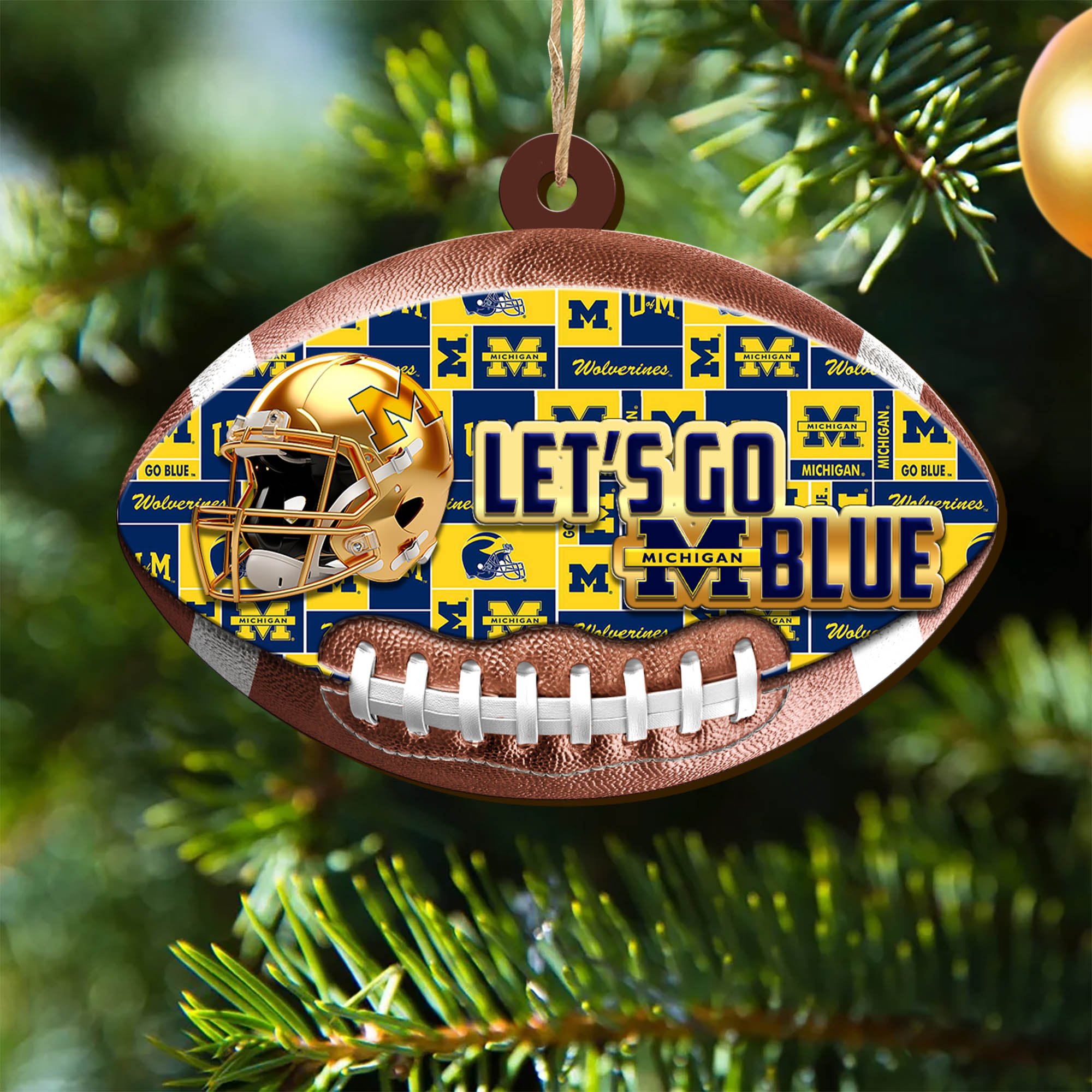 Michigan Wolverines Wooden Ornament 2024 Version, Christmas Ornament For Football Fan, Hanging Decor ETHY-53500