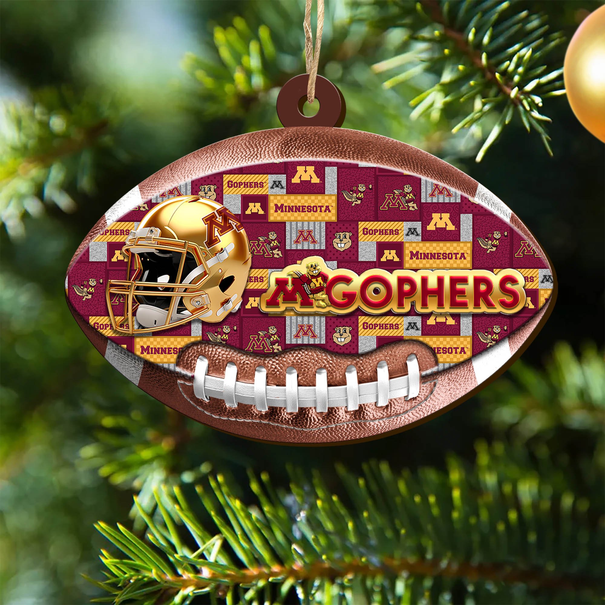 Minnesota Golden Gophers Wooden Ornament 2024 Version, Christmas Ornament For Football Fan, Hanging Decor ETHY-53500