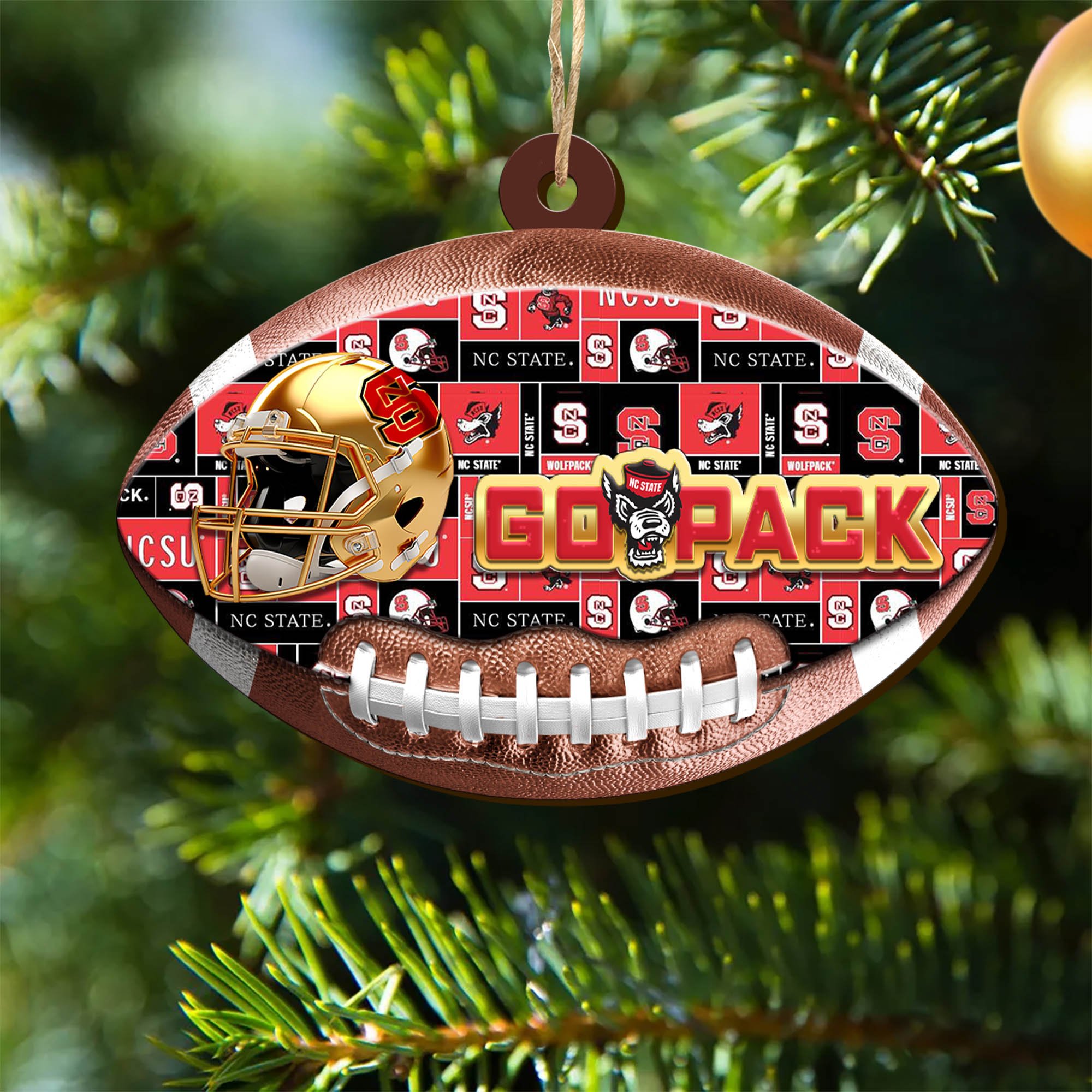 NC State Wolfpack Wooden Ornament 2024 Version, Christmas Ornament For Football Fan, Hanging Decor ETHY-53500