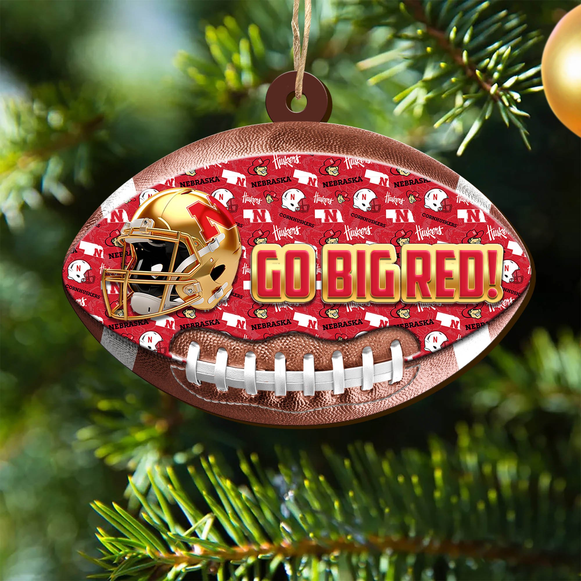 Nebraska Cornhuskers Wooden Ornament 2024 Version, Christmas Ornament For Football Fan, Hanging Decor ETHY-53500