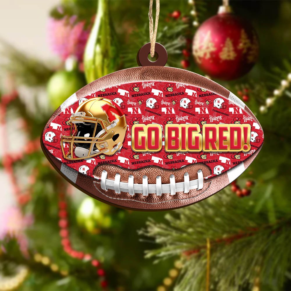 Alternative view of Nebraska Cornhuskers Wooden Ornament 2024 Version, Christmas Ornament For Football Fan, Hanging Decor ETHY-53500