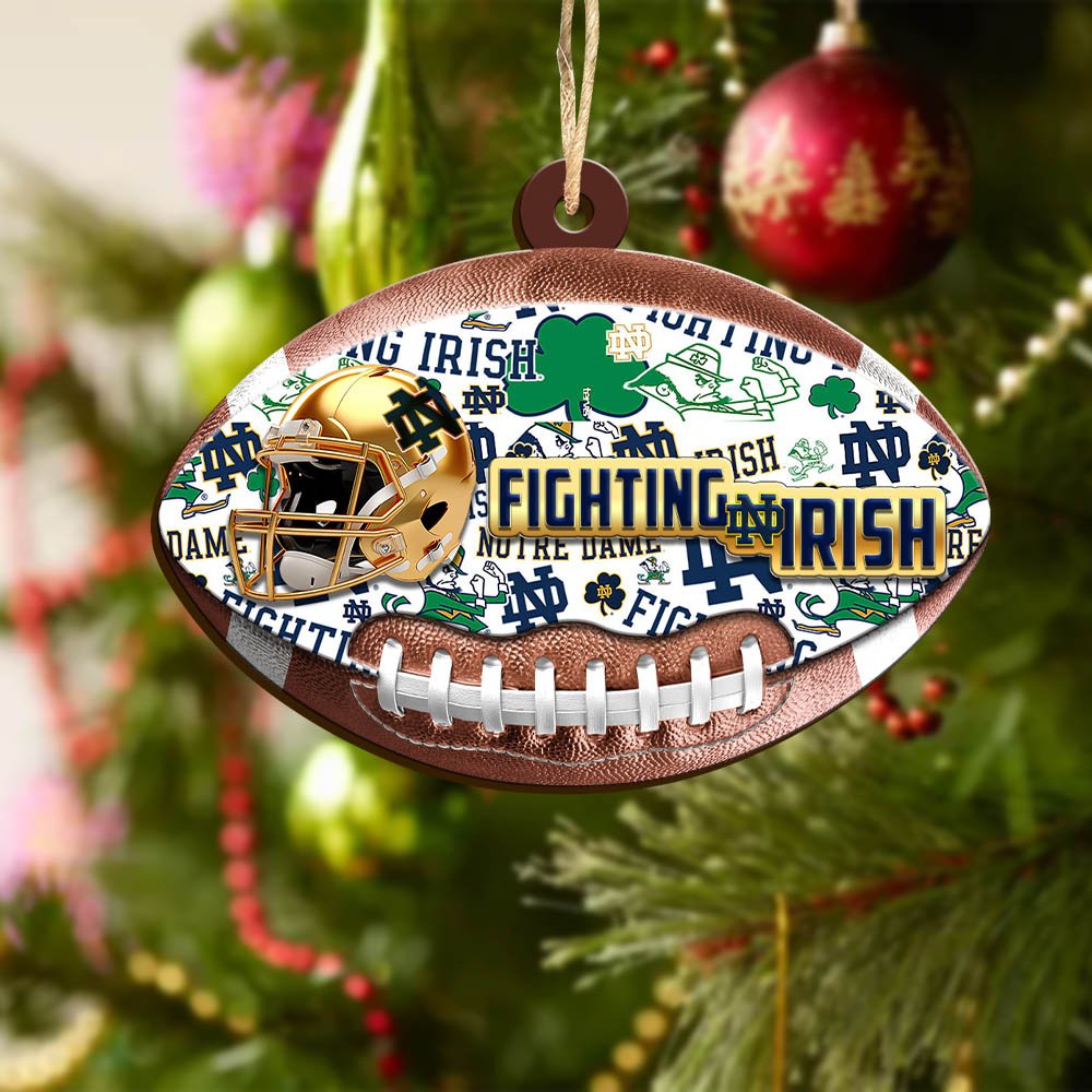 Alternative view of Notre Dame Fighting Irish Wooden Ornament 2024 Version, Christmas Ornament For Football Fan, Hanging Decor ETHY-53500