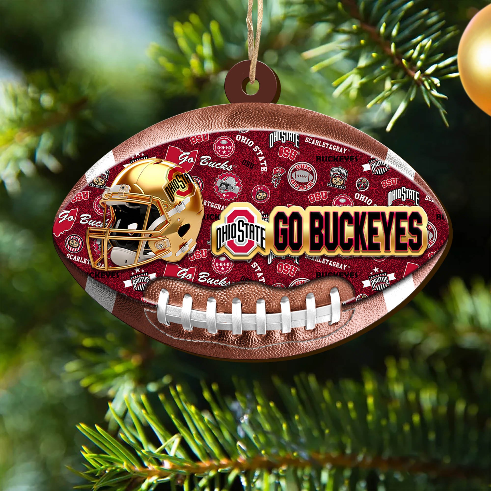 Ohio State Buckeyes Wooden Ornament 2024 Version, Christmas Ornament For Football Fan, Hanging Decor ETHY-53500