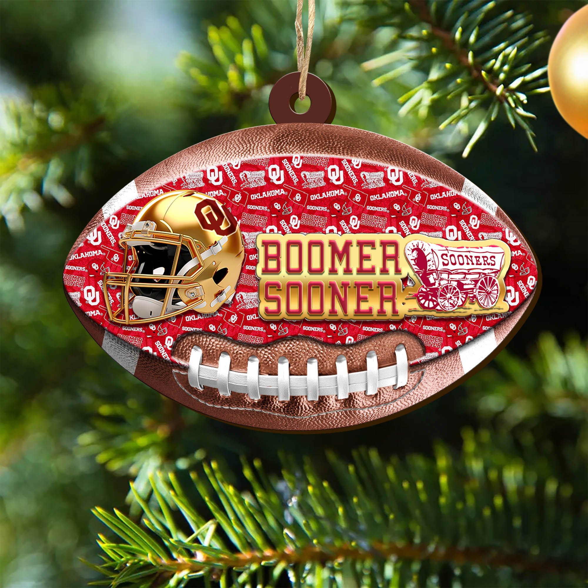 Oklahoma Sooners Wooden Ornament 2024 Version, Christmas Ornament For Football Fan, Hanging Decor ETHY-53500