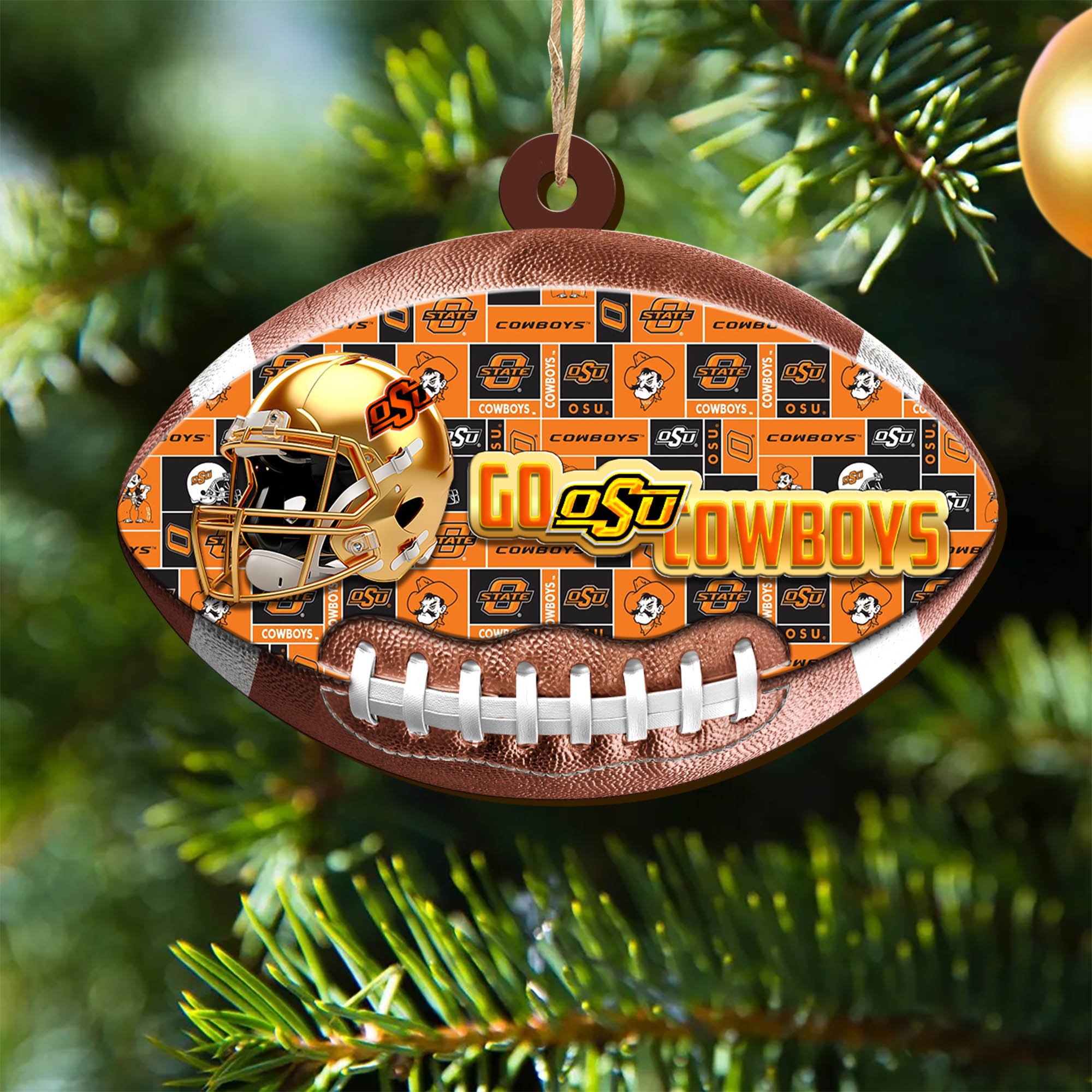 Oklahoma State Cowboys Wooden Ornament 2024 Version, Christmas Ornament For Football Fan, Hanging Decor ETHY-53500