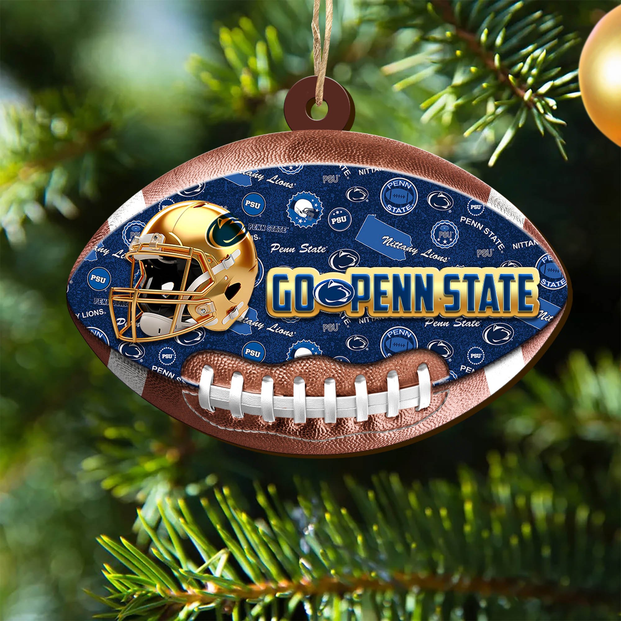 Penn State Nittany Lions Wooden Ornament 2024 Version, Christmas Ornament For Football Fan, Hanging Decor ETHY-53500