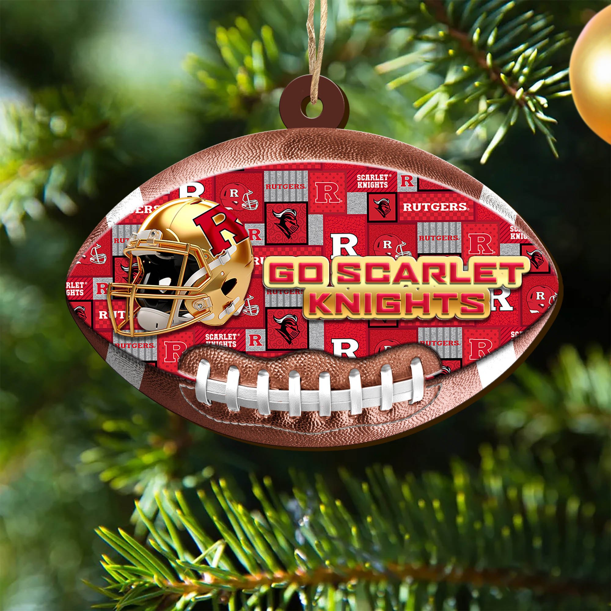 Rutgers Scarlet Knights Wooden Ornament 2024 Version, Christmas Ornament For Football Fan, Hanging Decor ETHY-53500